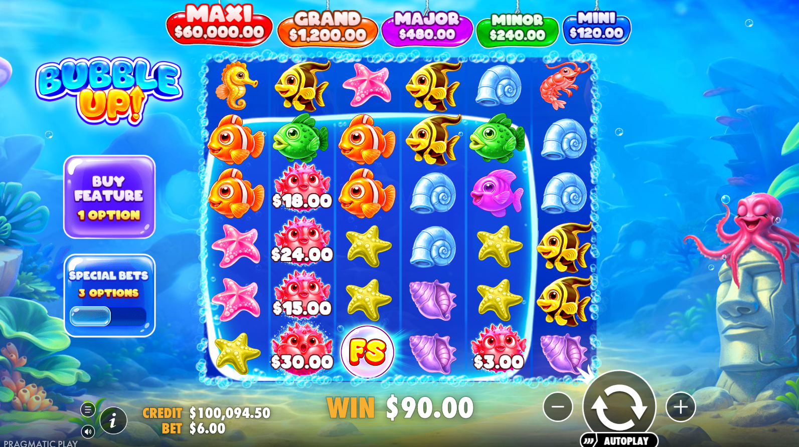 Bubble Up! money symbols in the base game