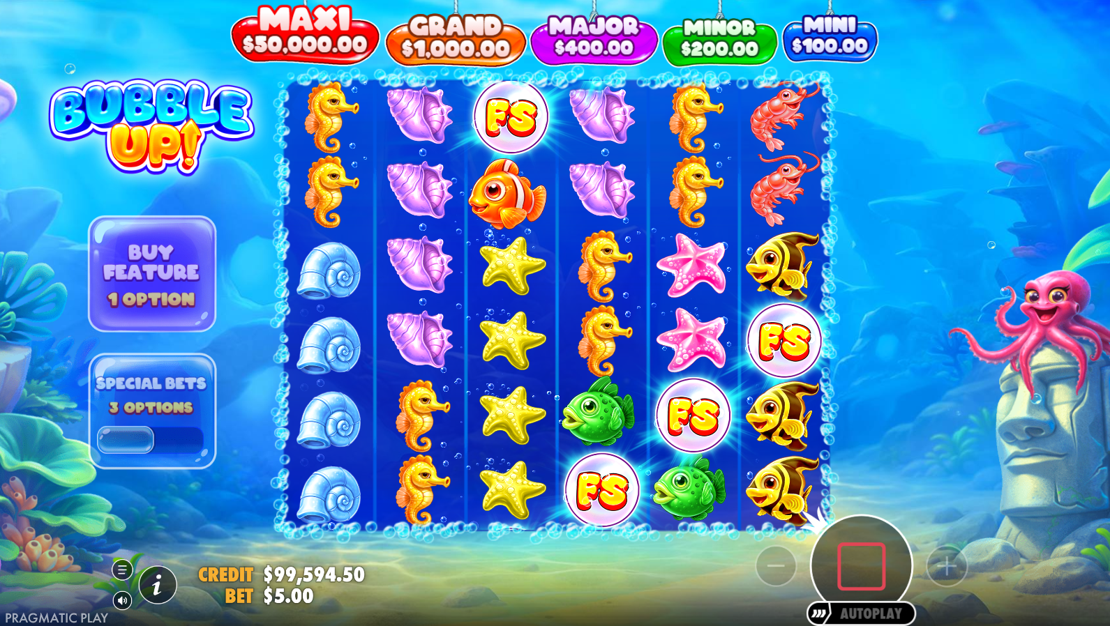 Bubble Up! money symbols and scatter symbols