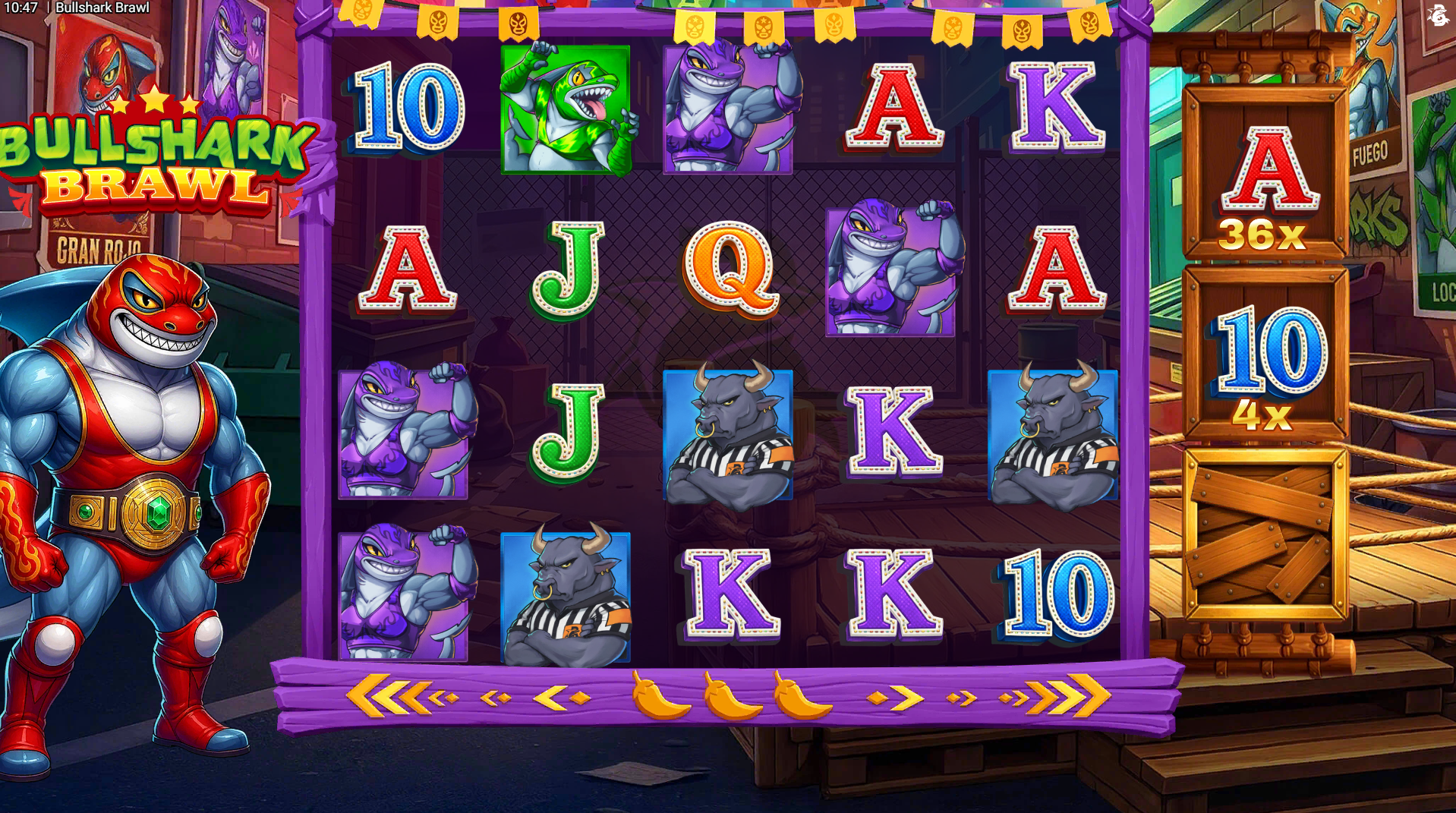 Bullshark Brawl Rookie Rumble free spins bonus with progressive Multiplier symbol