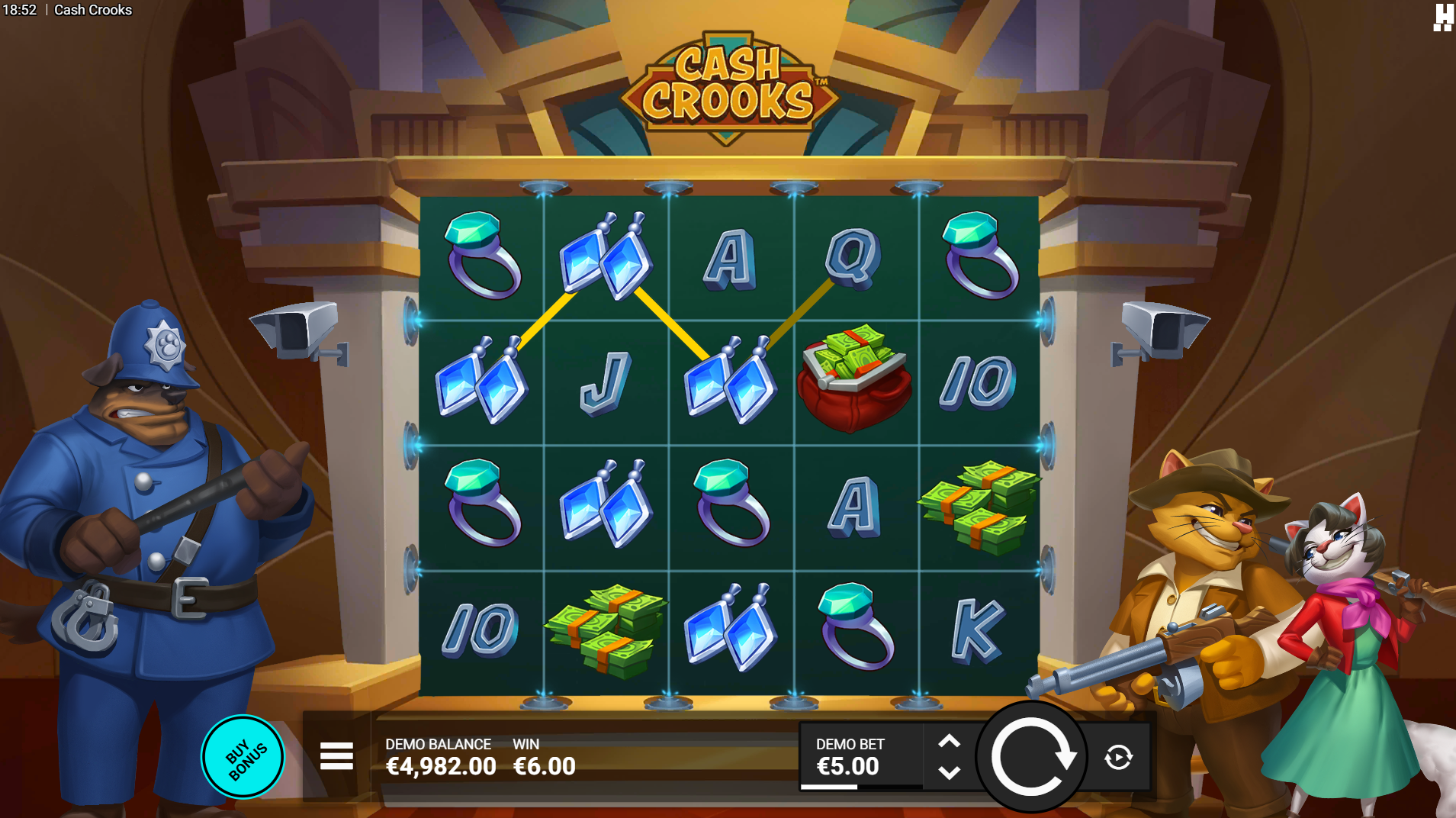Cash Crooks slot base game screenshot