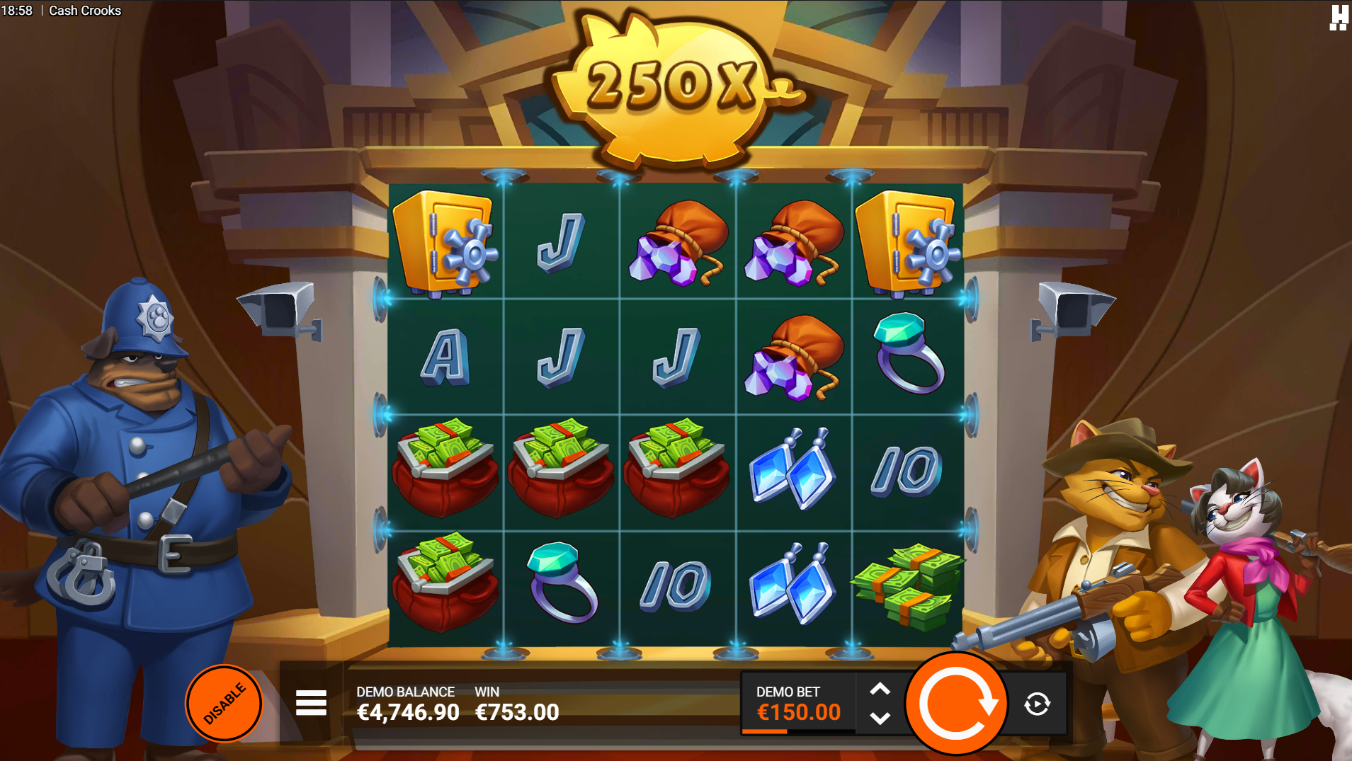 Cash Crooks slot Safe and Sound feature spins screenshot