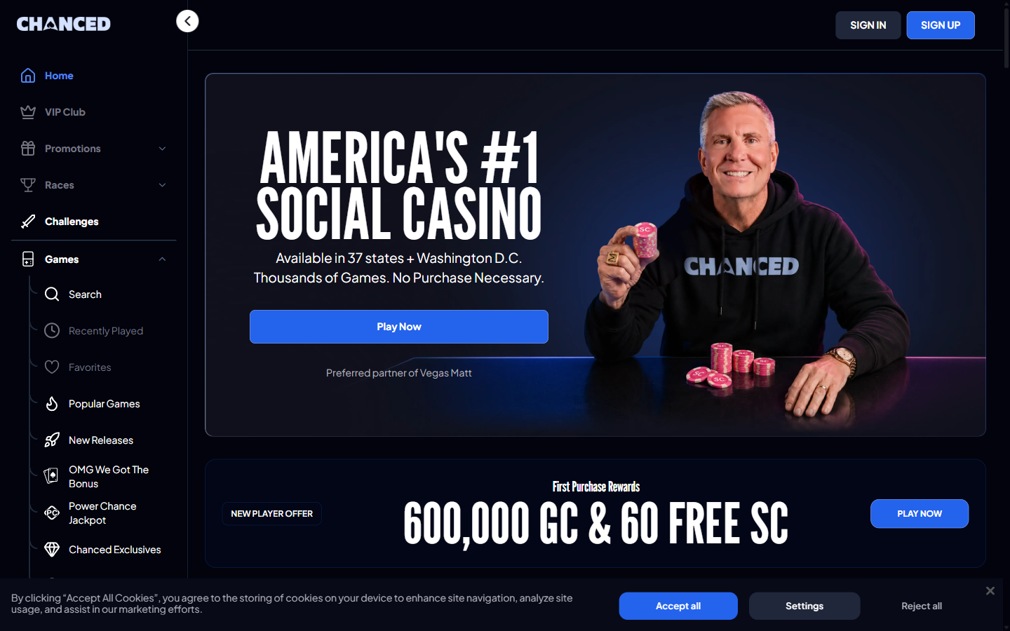 Chanced Casino Welcome Bonus