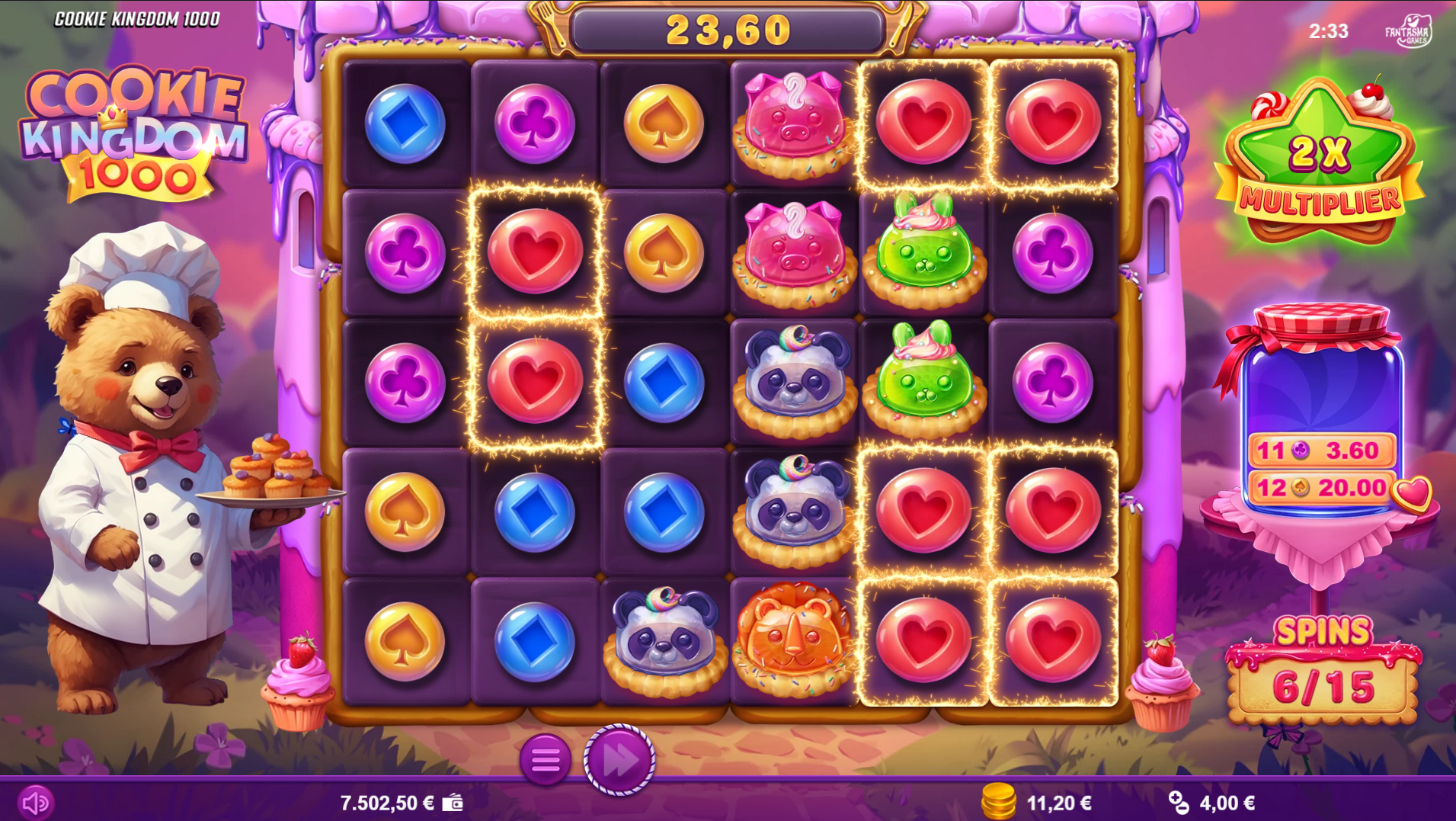 Cookie Kingdom 1000 bonus free spins round with persistent multiplier
