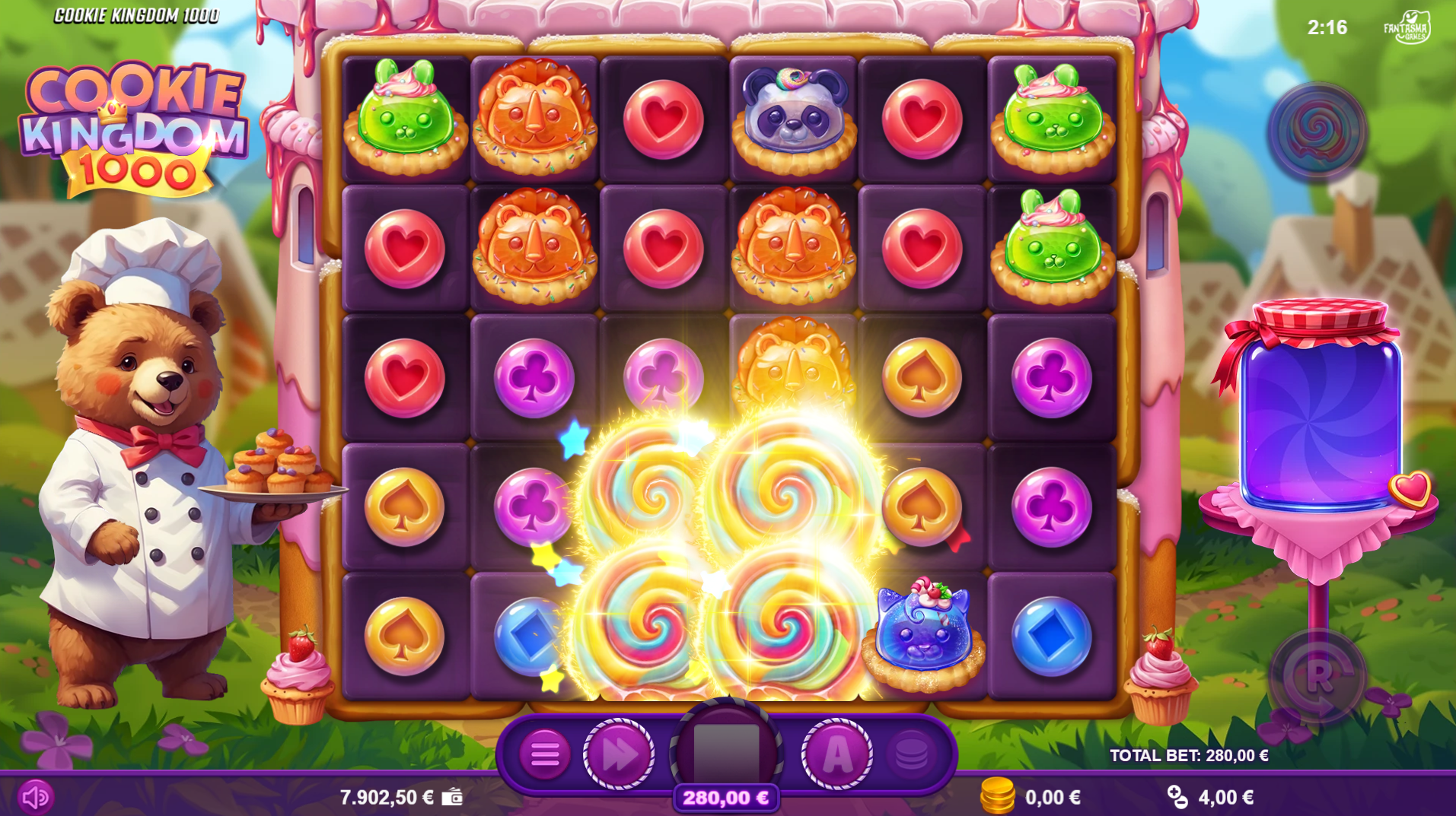 Cookie Kingdom 1000 Super Lolly Mode with oversized lollipop symbols