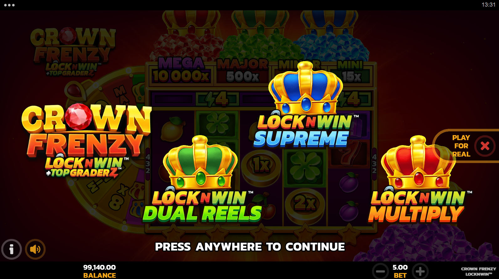 Crown Frenzy LockNWin - all features active at once including LockNWin Supreme, Dual Reels and Multiply
