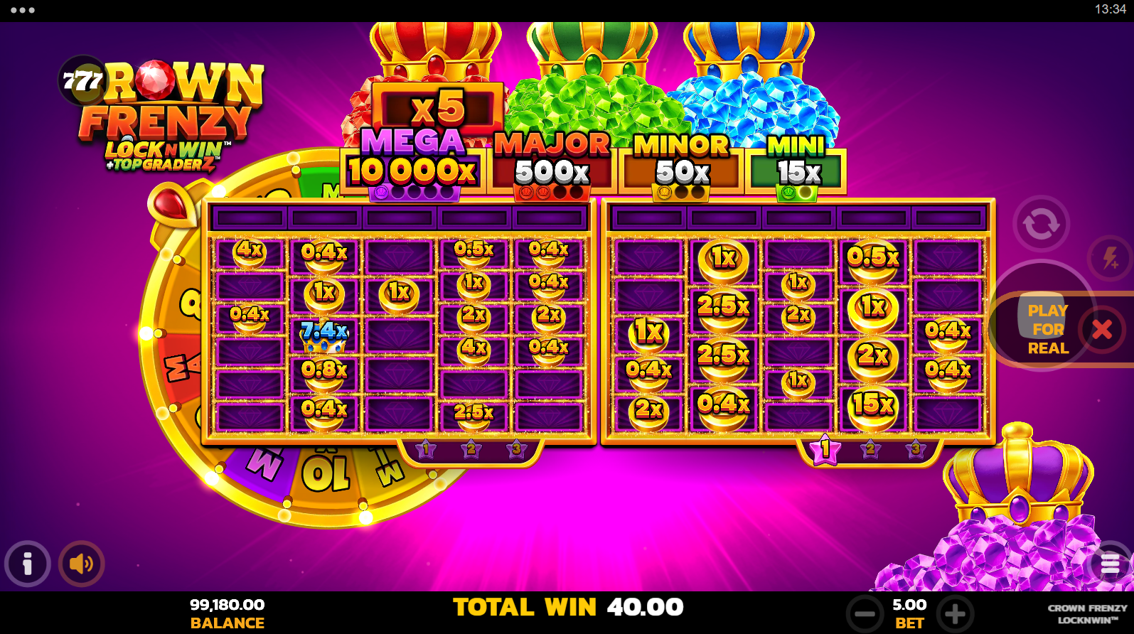 Crown Frenzy LockNWin - LockNWin Supreme with Dual Reels and Multiply active simultaneously