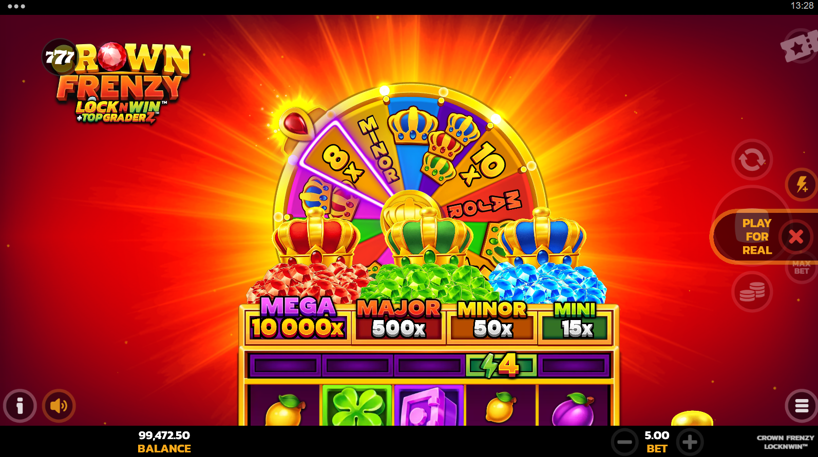 Crown Frenzy LockNWin Wheel Feature triggered during gameplay