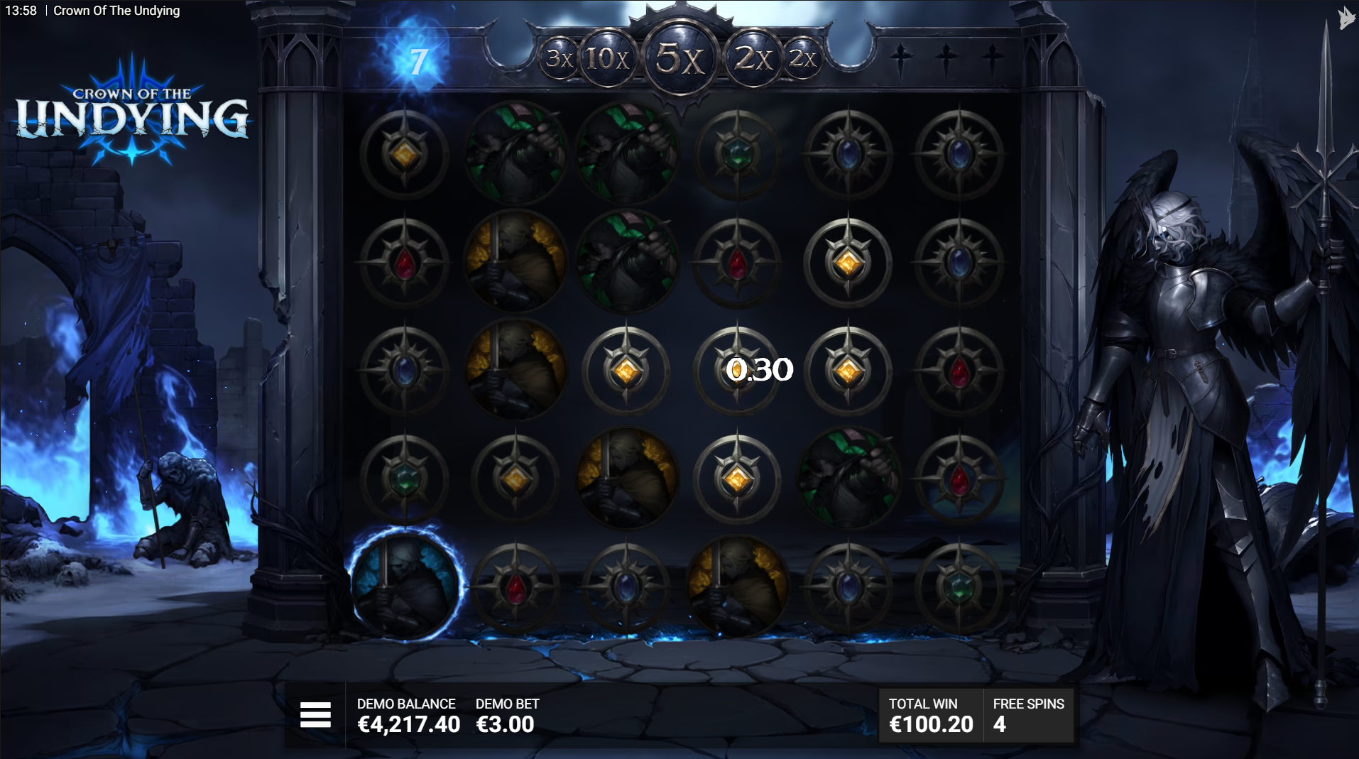 Crown of the Undying Total Multiplier bar in action
