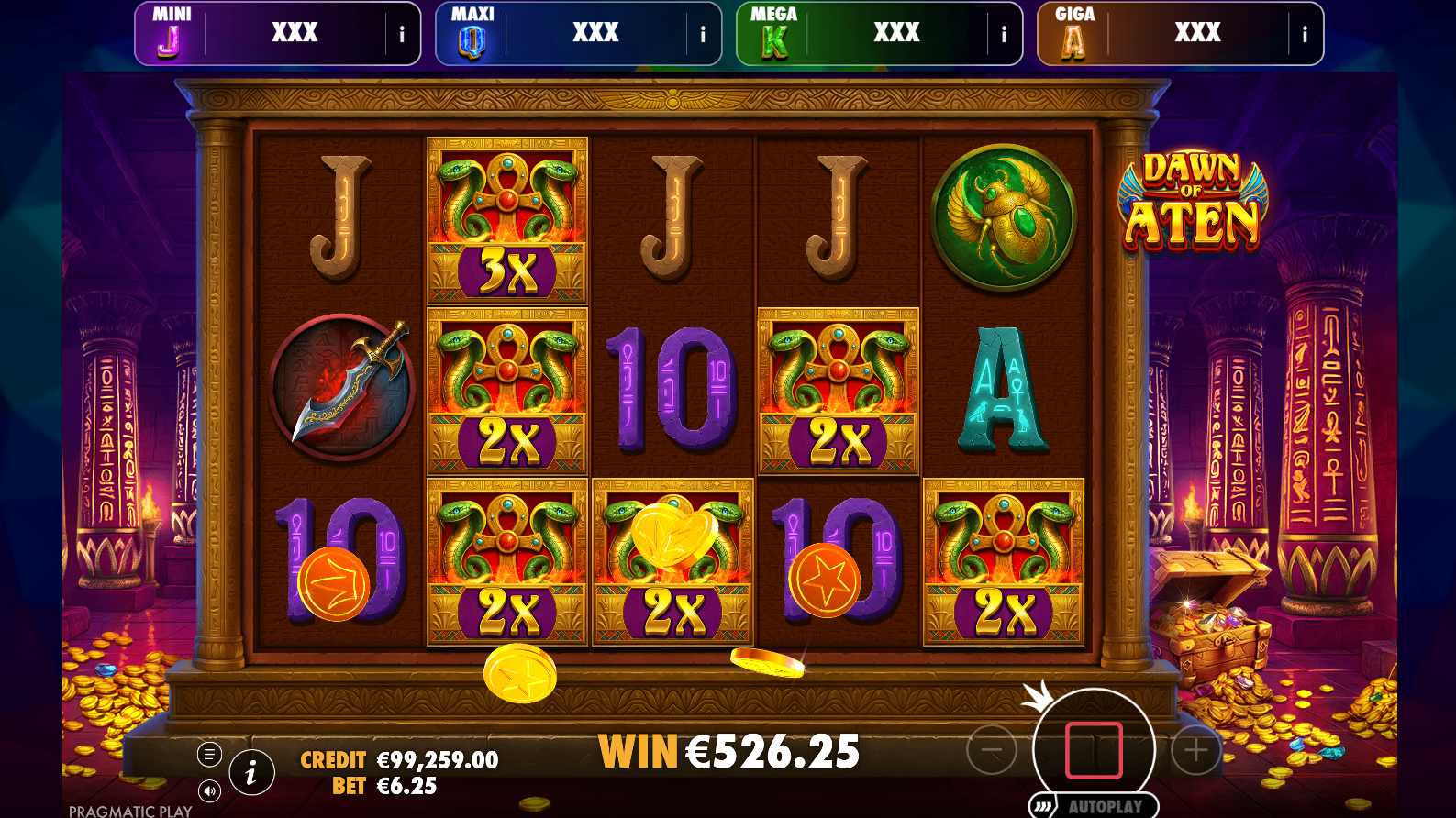 Dawn of Aten bonus free spins gameplay