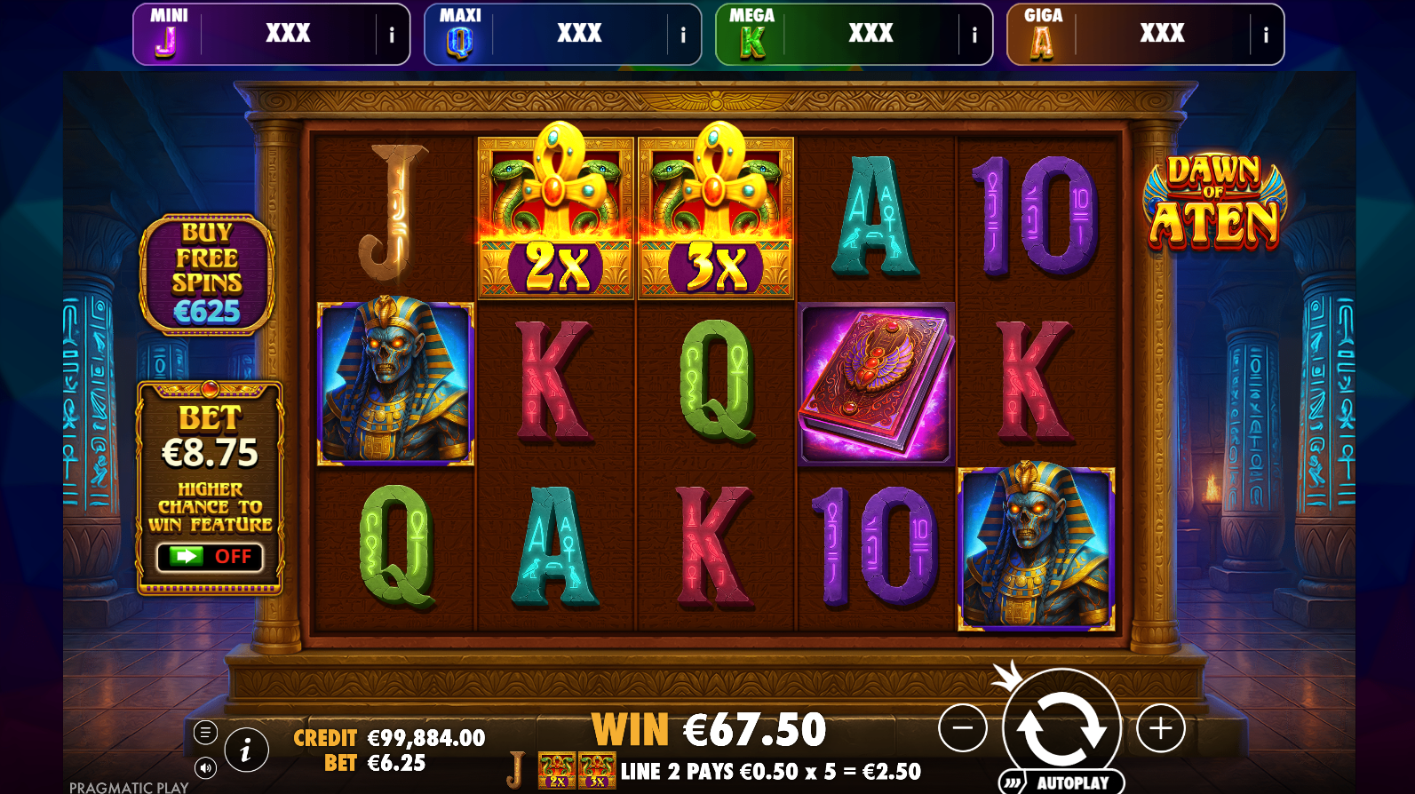 Dawn of Aten wild multiplier symbols