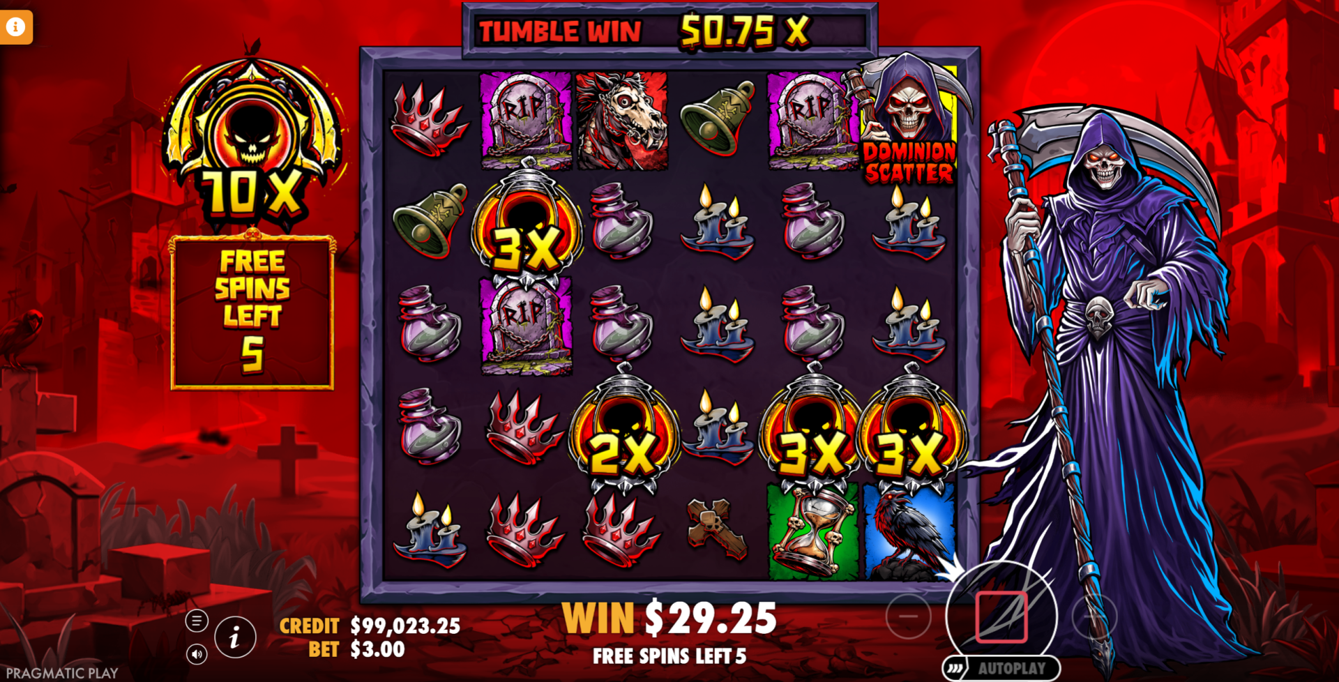 Death Dominion Dominion Bonus enhanced free spins feature