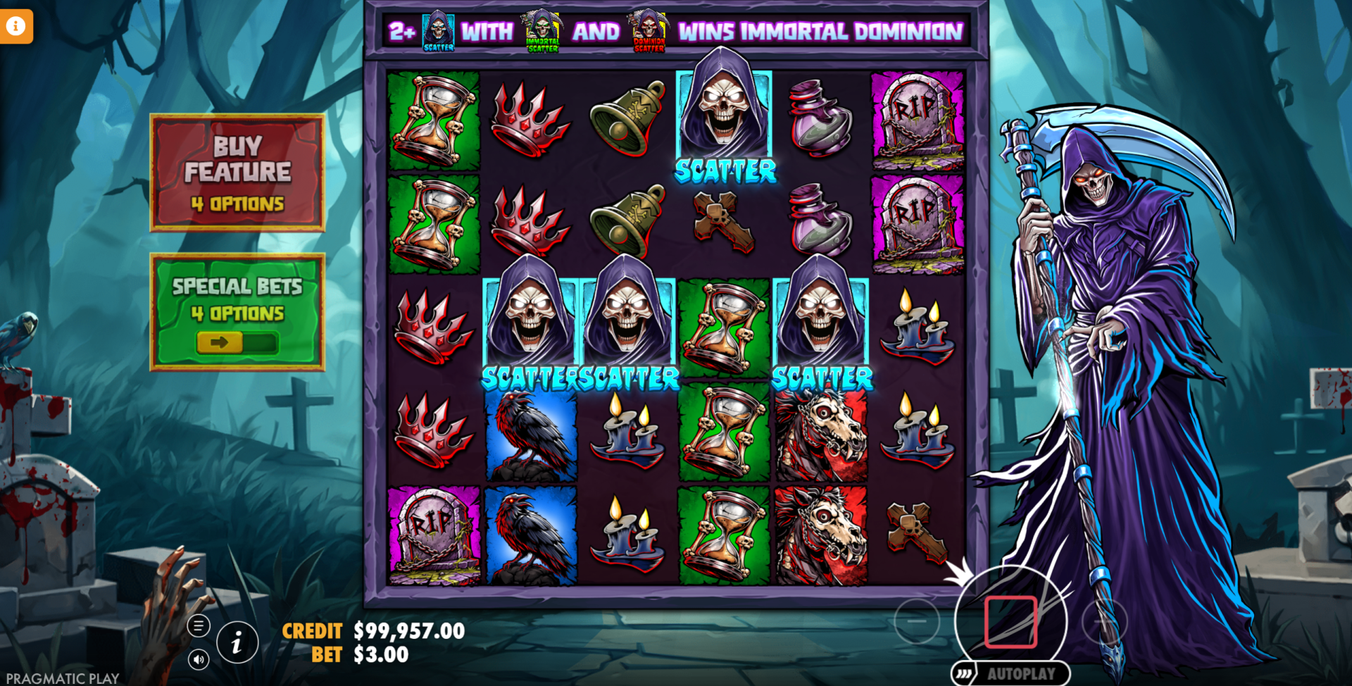 Death Dominion scatter symbols - Standard, Dominion, and Immortal scatter variants