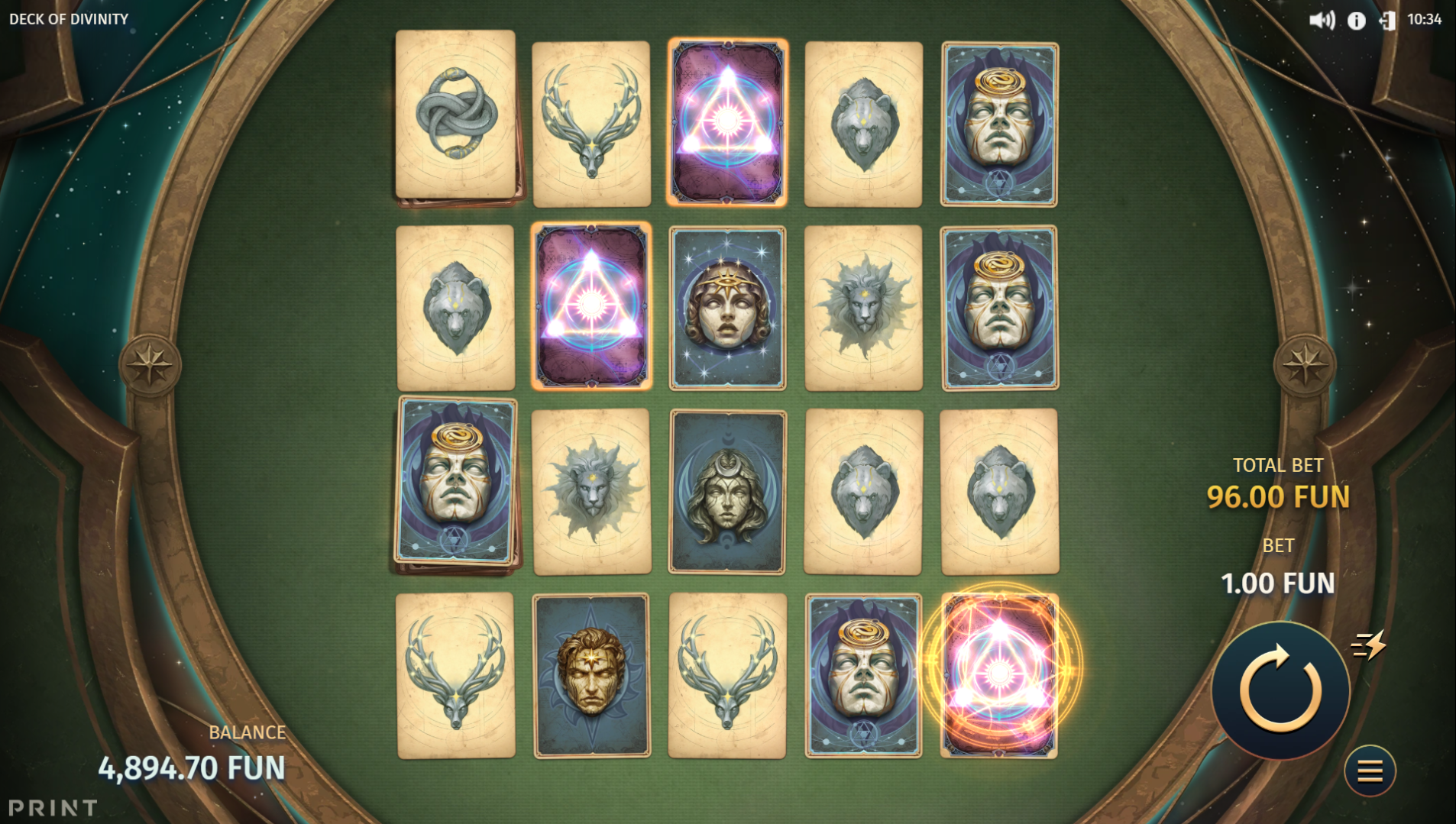 Deck of Divinity Divine Deck Bonus free spins trigger with Bonus Cards landing