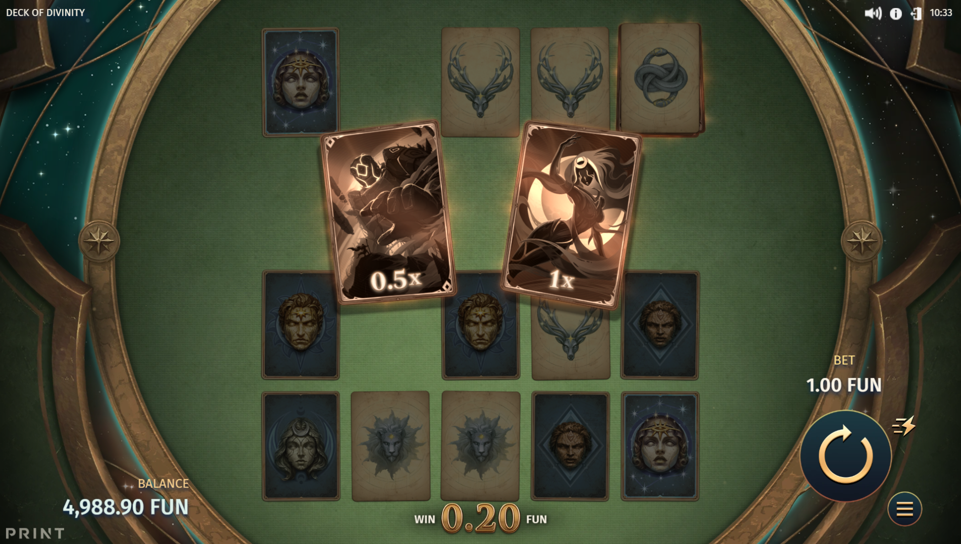 Deck of Divinity Prize Card feature showing the Prize Chase system