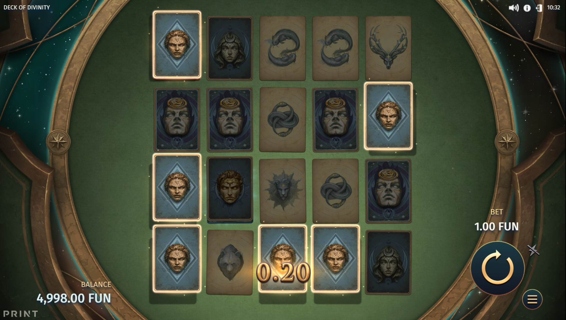 Deck of Divinity Cosmic Scatter Pays mechanic in action