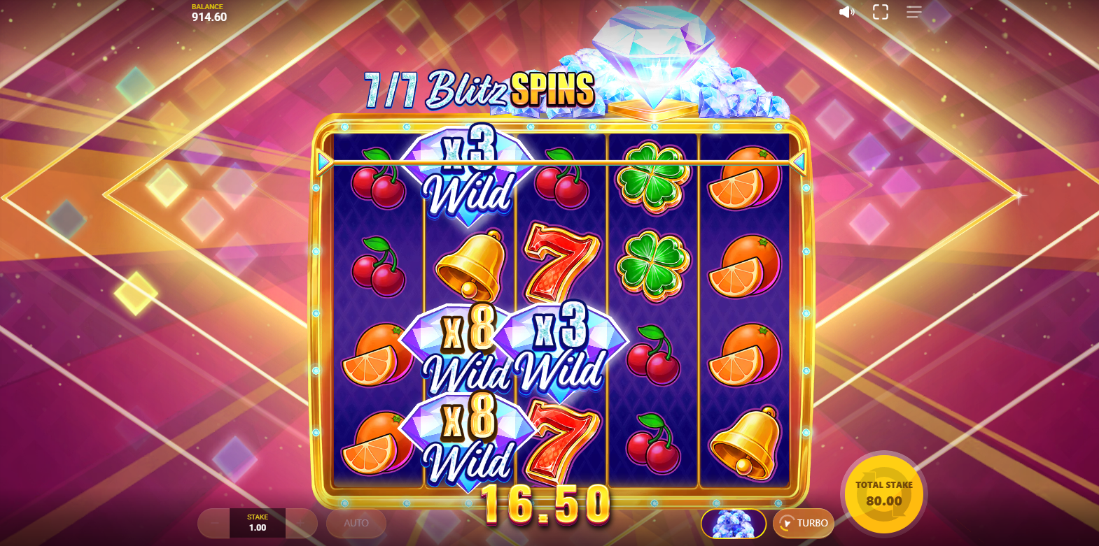 Diamond Blitz 3 Blitz Spins feature in action
