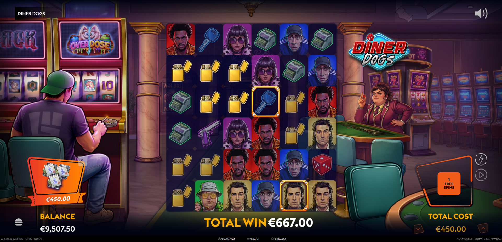 Diner Dogs The Plan bonus feature with 10 Free Spins and x5 multiplier Wilds
