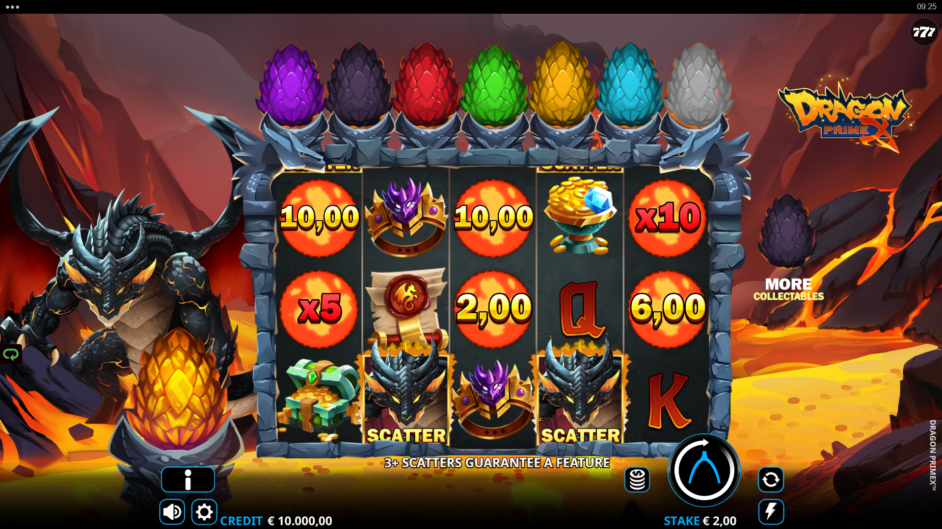 Dragon PrimeX base game play showing the 5x3 reel grid