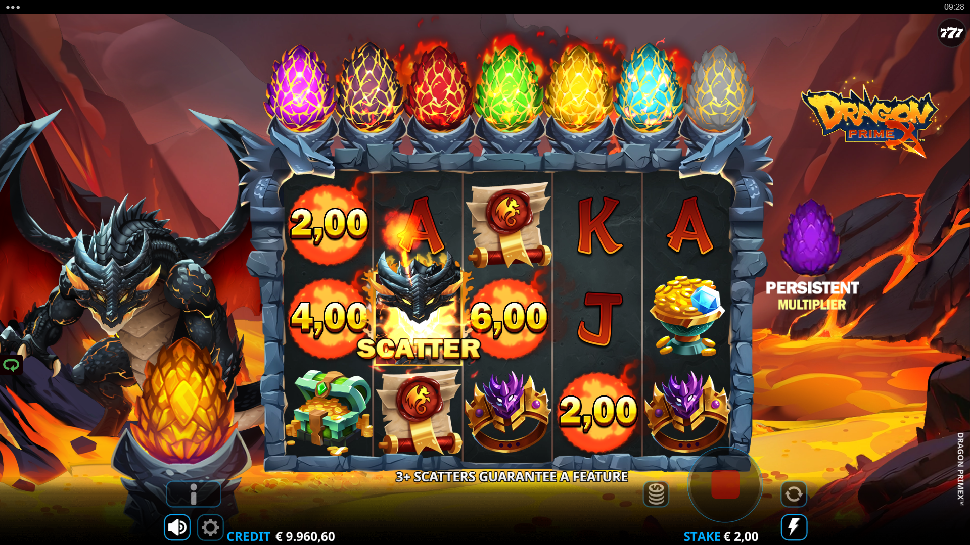 Dragon PrimeX scatter collect feature during Respin