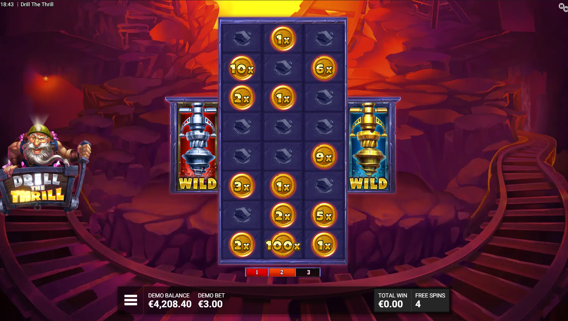 Drill the Thrill Blast Zone Bonus free spins feature