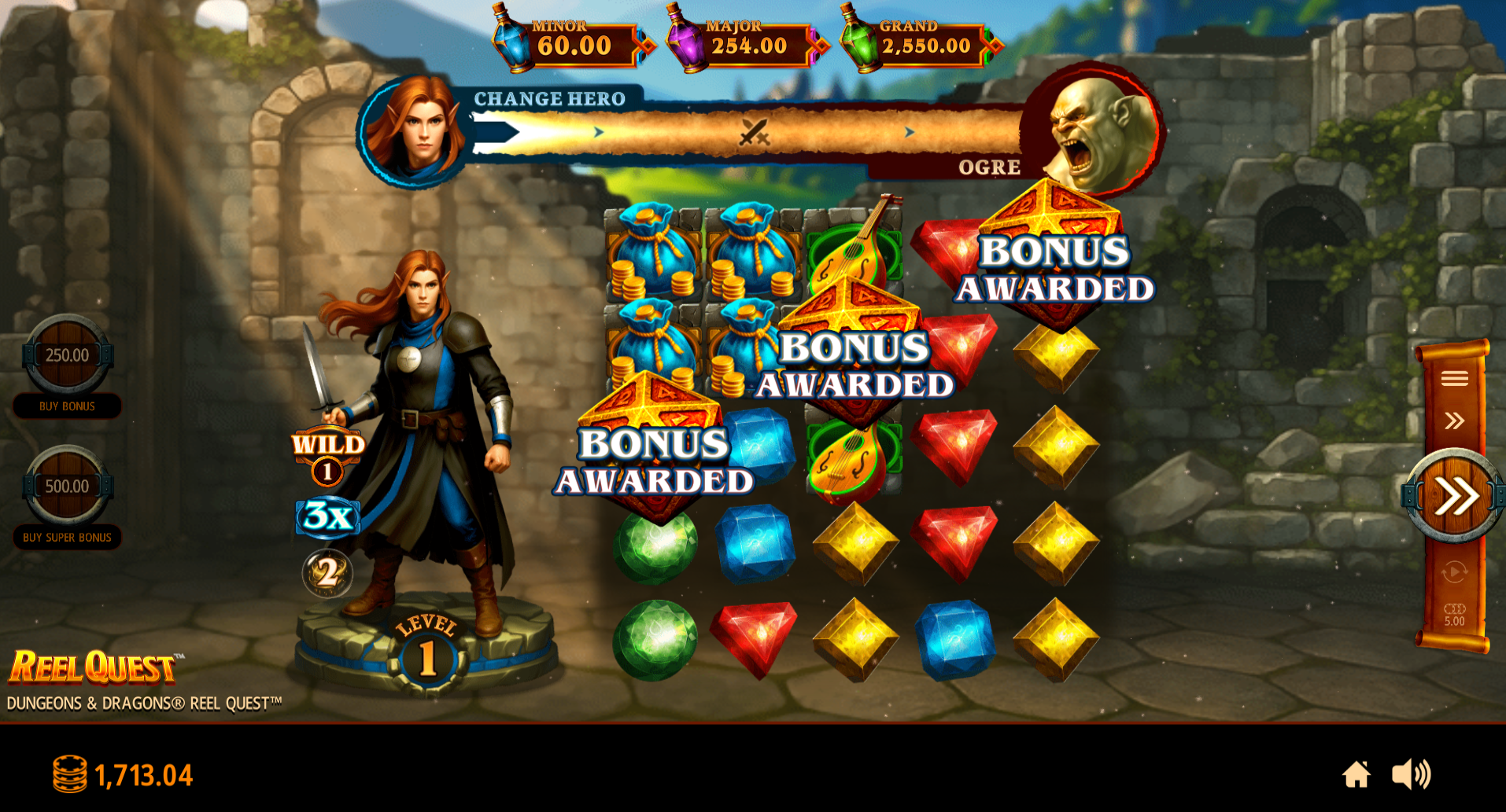 Dungeons & Dragon Reel Quest bonus symbols screenshot