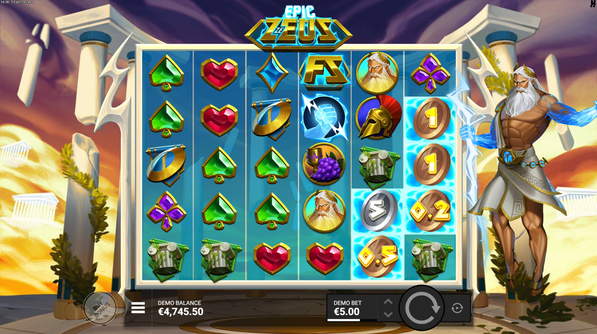 Epic Ze Zeus - Bronze, Silver and Gold Coins in the Win to Win mechanic