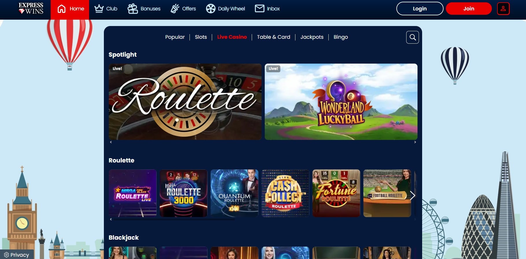 Express Wins Live Casino