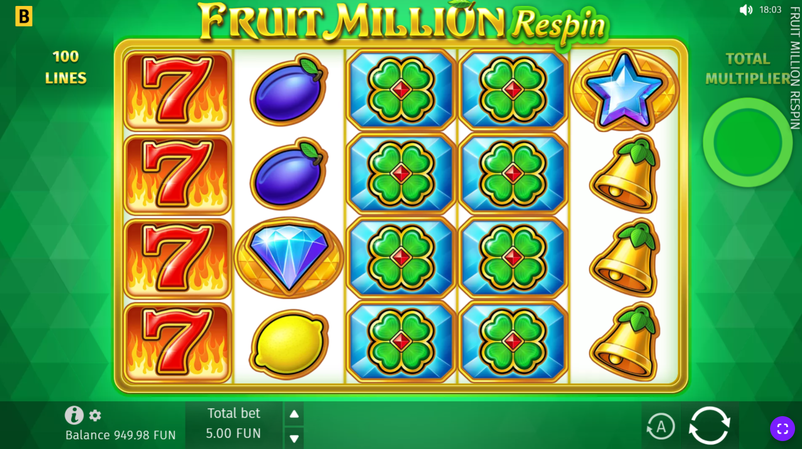 Fruit Million Respin - Scatter 1 and Scatter 2 symbols shown on the reels