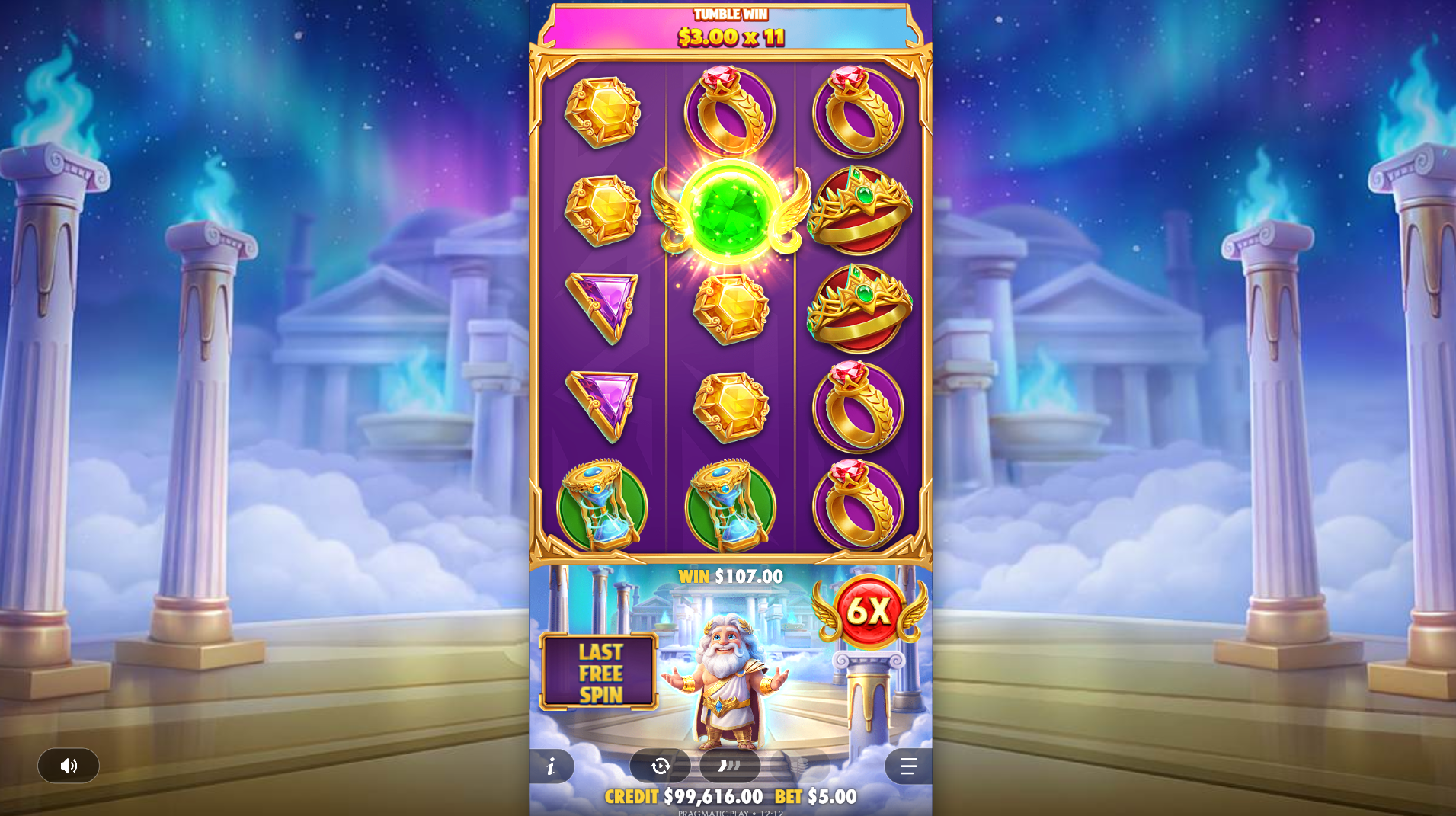 Gates of Olympus POP bonus round screenshot