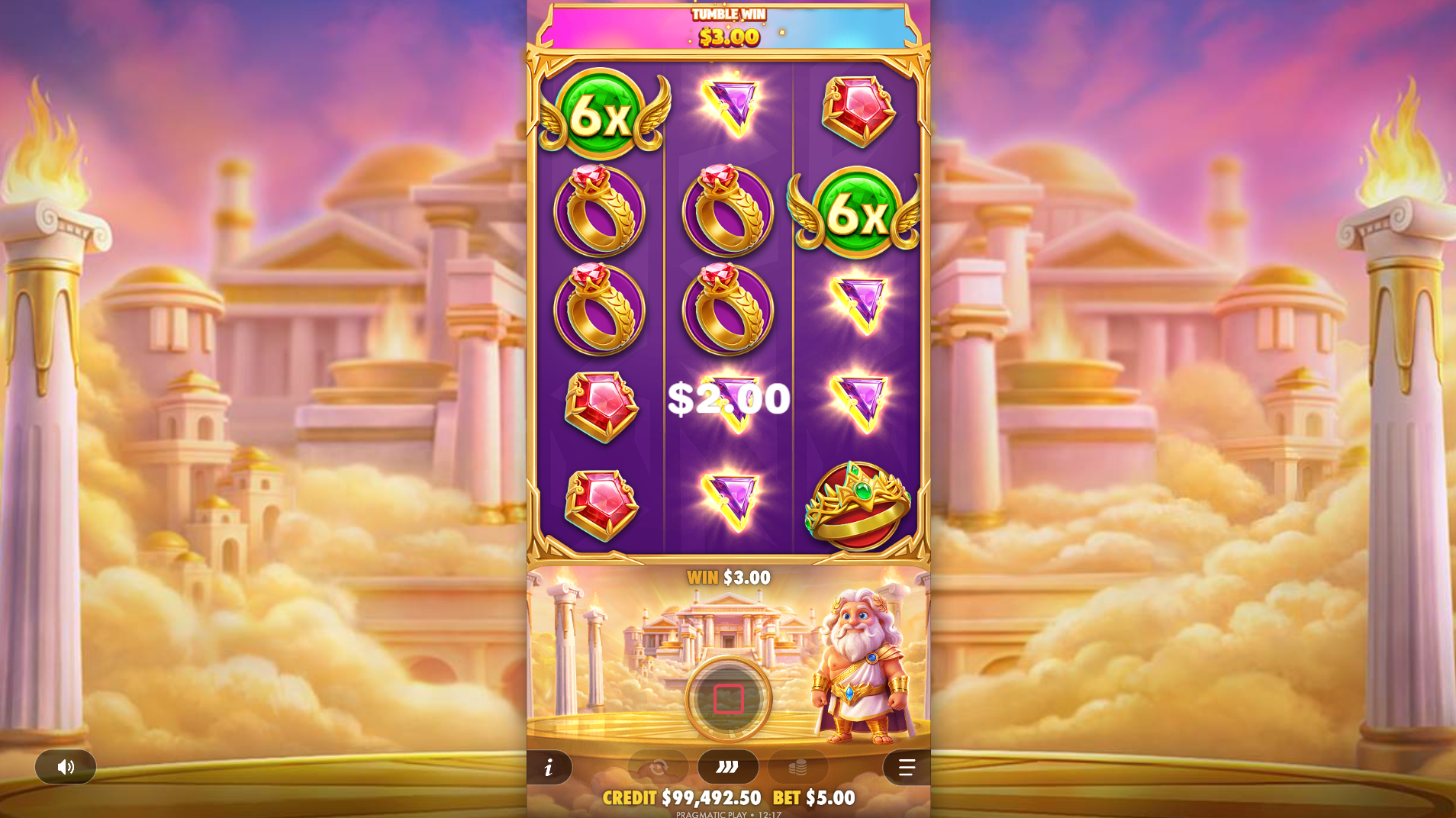 Gates of Olympus POP multiplier symbols screenshot