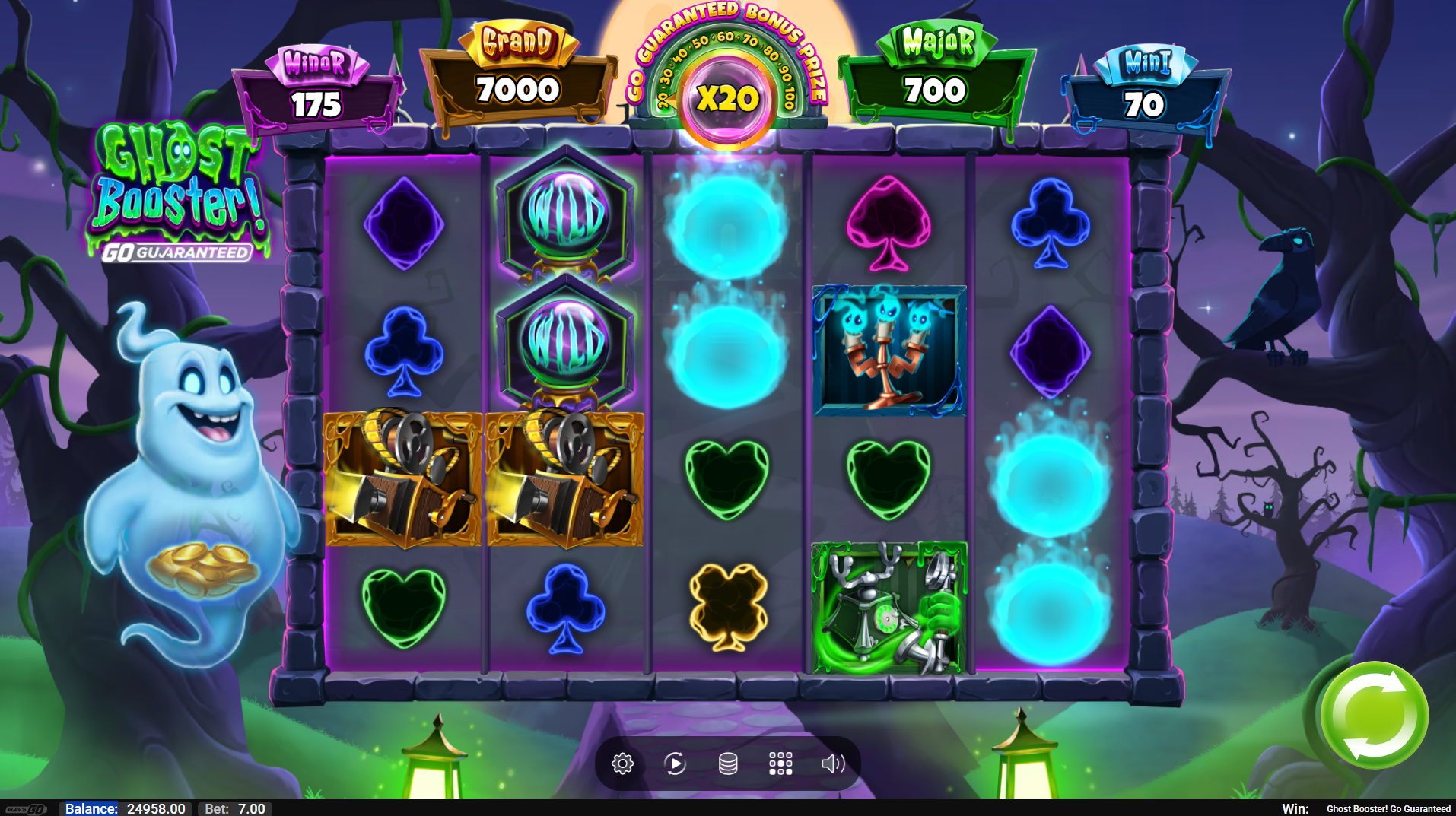 Ghost Booster base game - 5-reel slot with ghost and spooky symbols