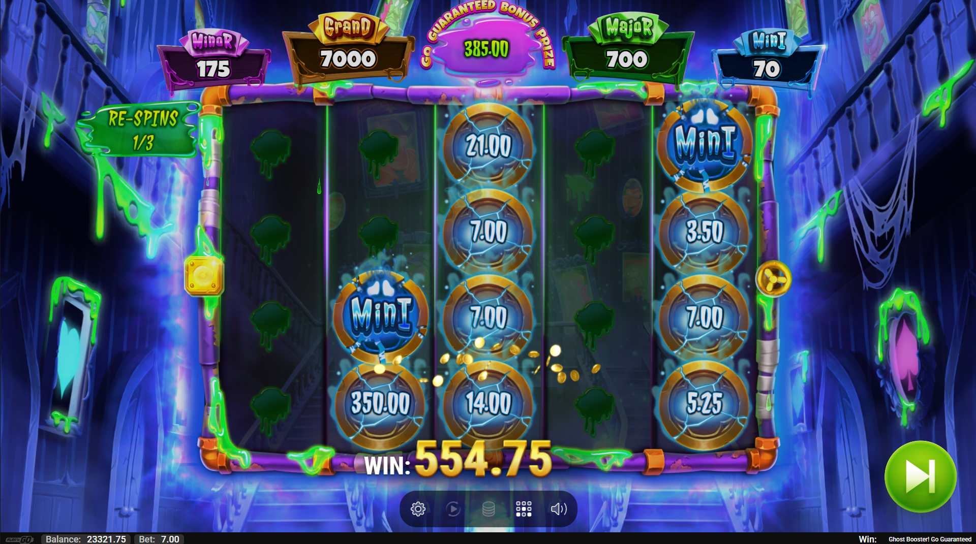 Ghost Booster Hold and Spin feature with GO Guaranteed Bonus Prize meter showing 60x