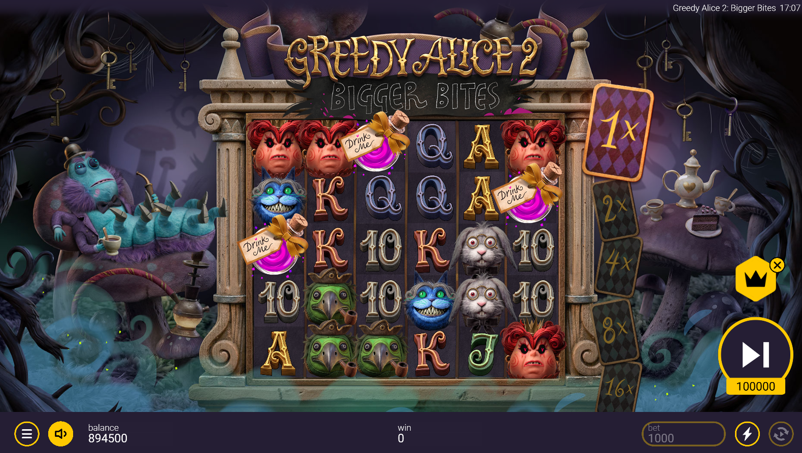 Greedy Alice 2 Bigger Bites scatter symbols that trigger Free Spins