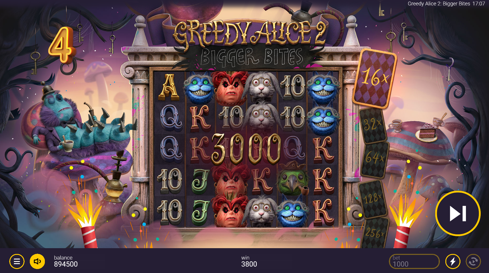 Greedy Alice 2 Bigger Bites Free Spins bonus round