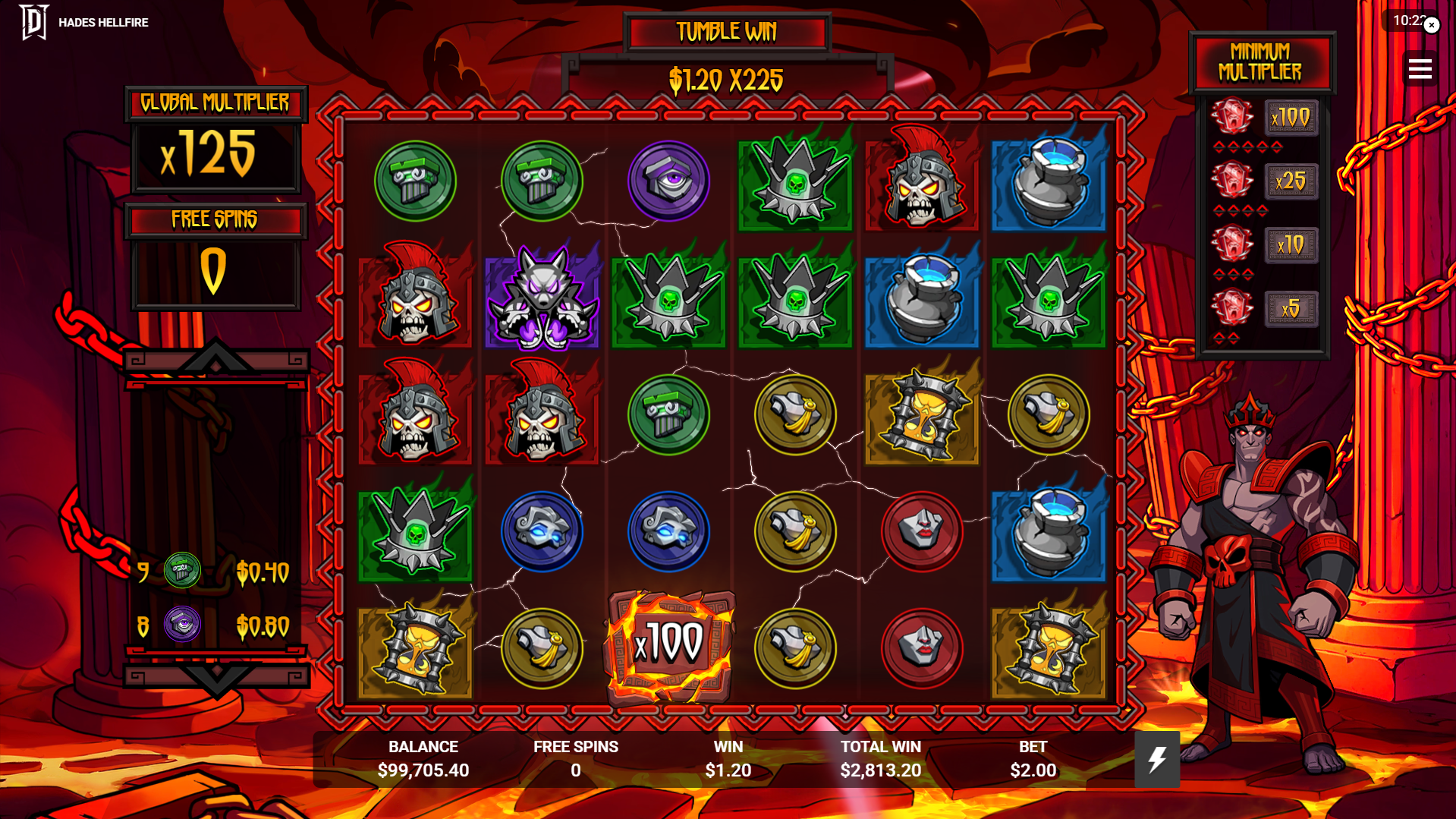 Hades Hellfire Free Spins in play