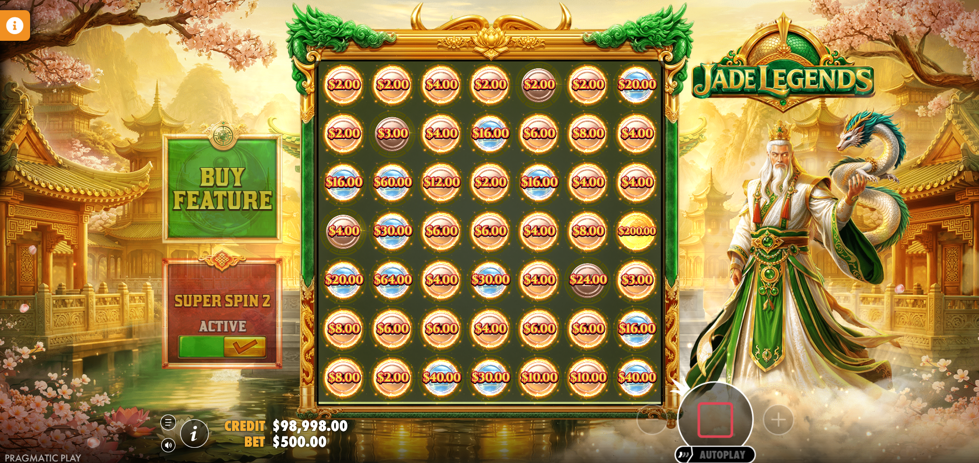 Jade Legends Coin Collect feature showing coins and pot symbols on the grid
