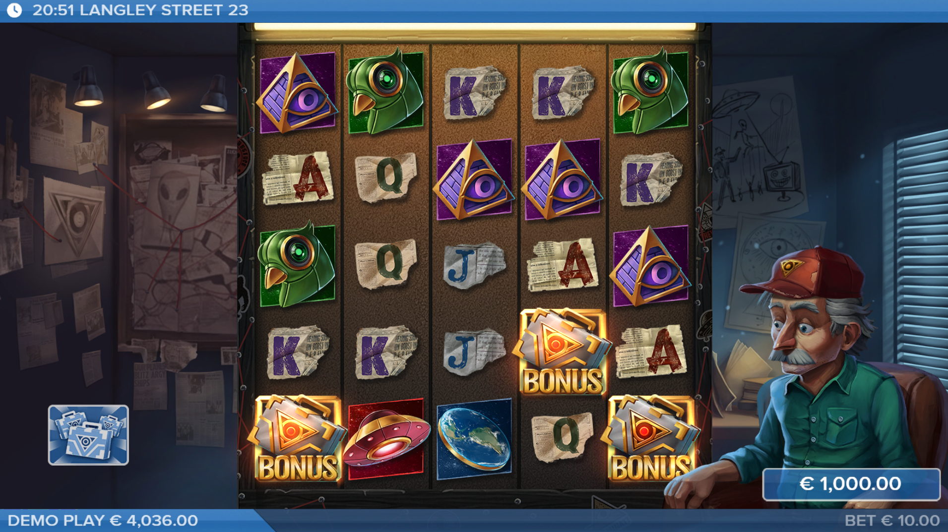 Langley Street 23 bonus symbols on the reels