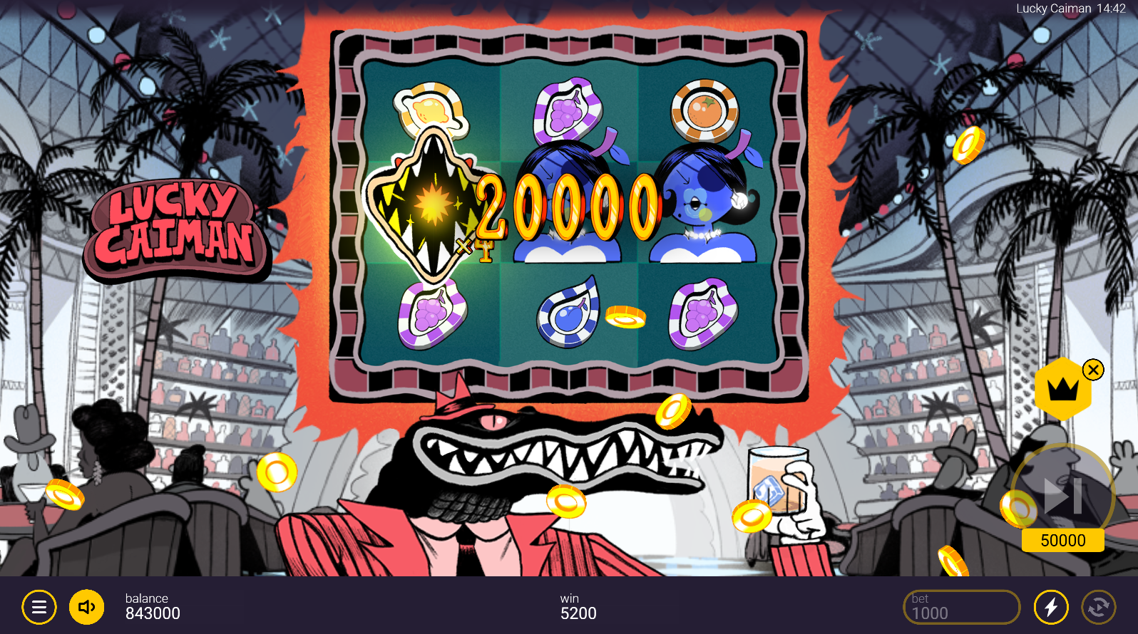Lucky Caiman Power Bet Spin feature with guaranteed Crazy Joker symbols