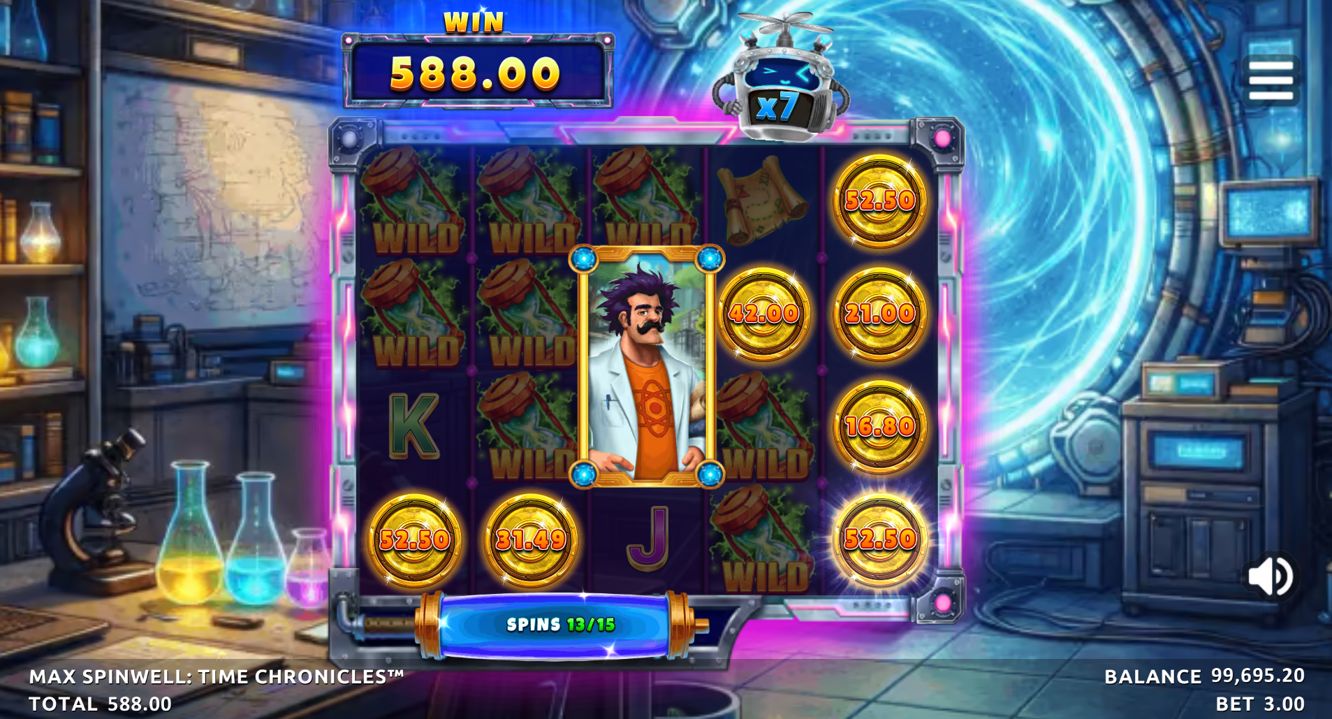 Max Spinwell Time Chronicles Free Spins round with sticky expanding wild active