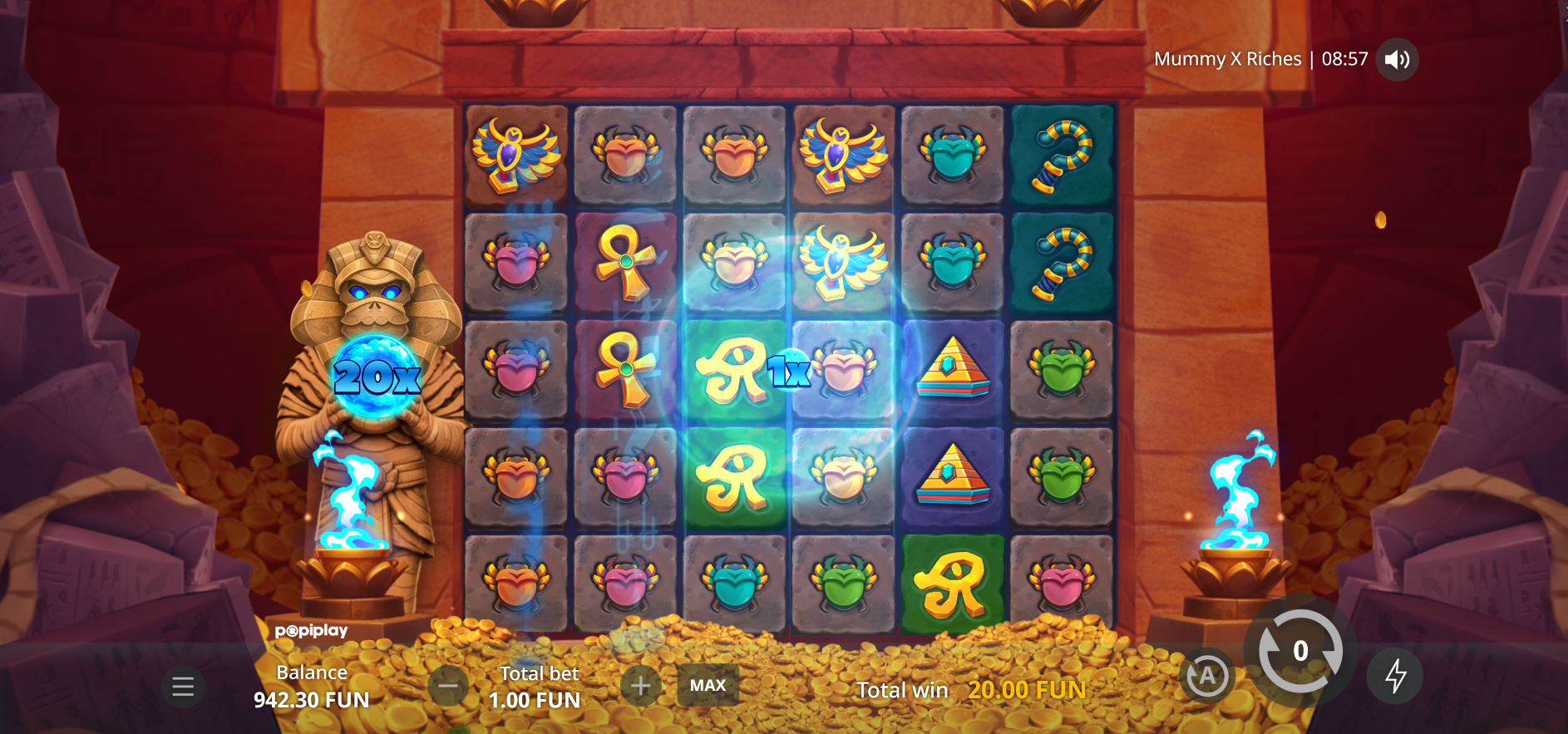 Mummy X Riches Free Spins feature in play