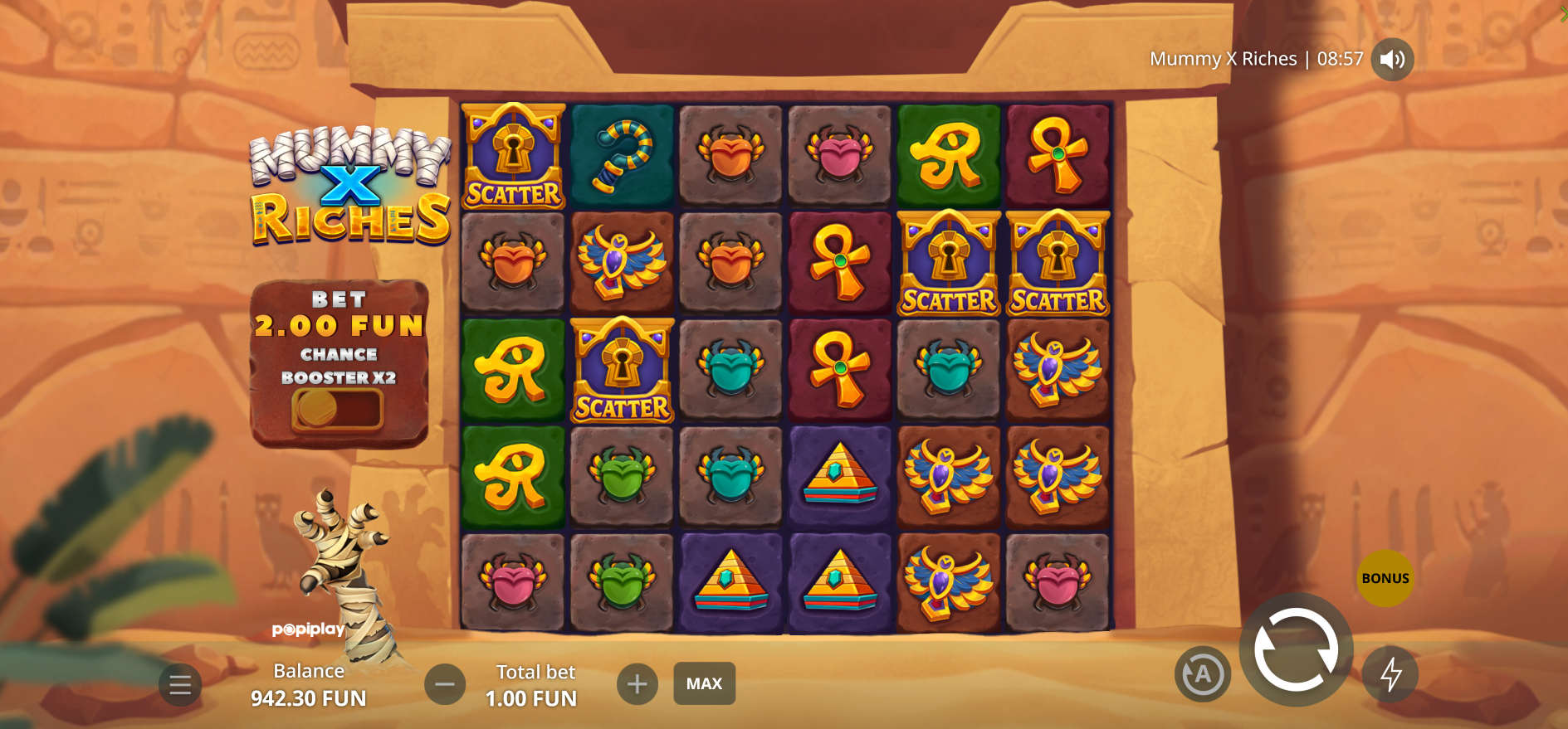 Mummy X Riches Free Spins trigger with Scatter symbols