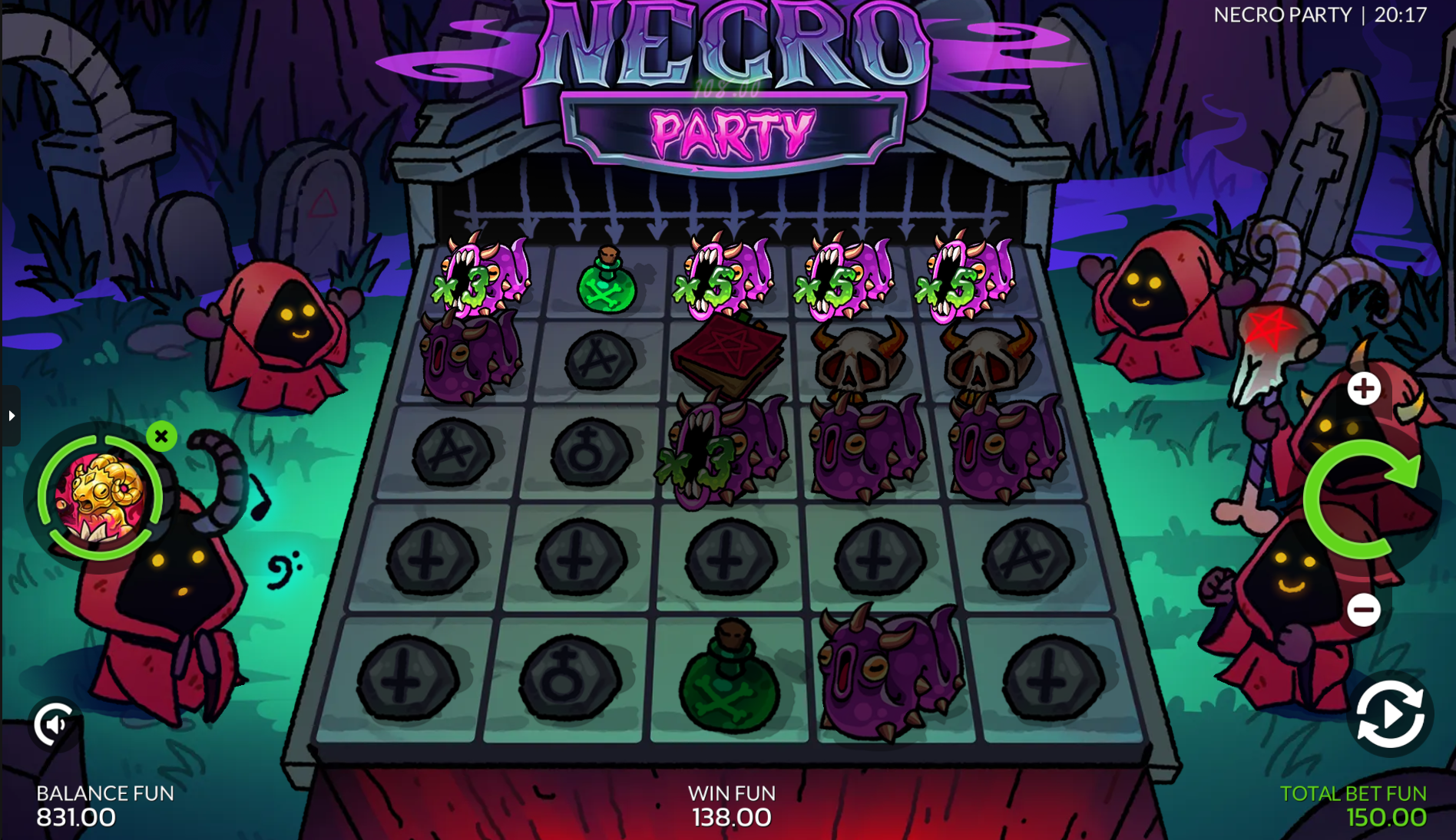 Necro Party Game Booster Spin bonus buy feature active