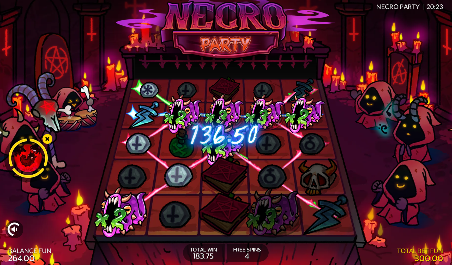 Necro Party Warm-Up Ritual bonus buy feature in action