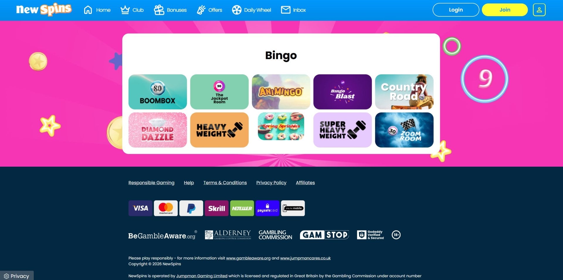 New Spins Bingo Rooms
