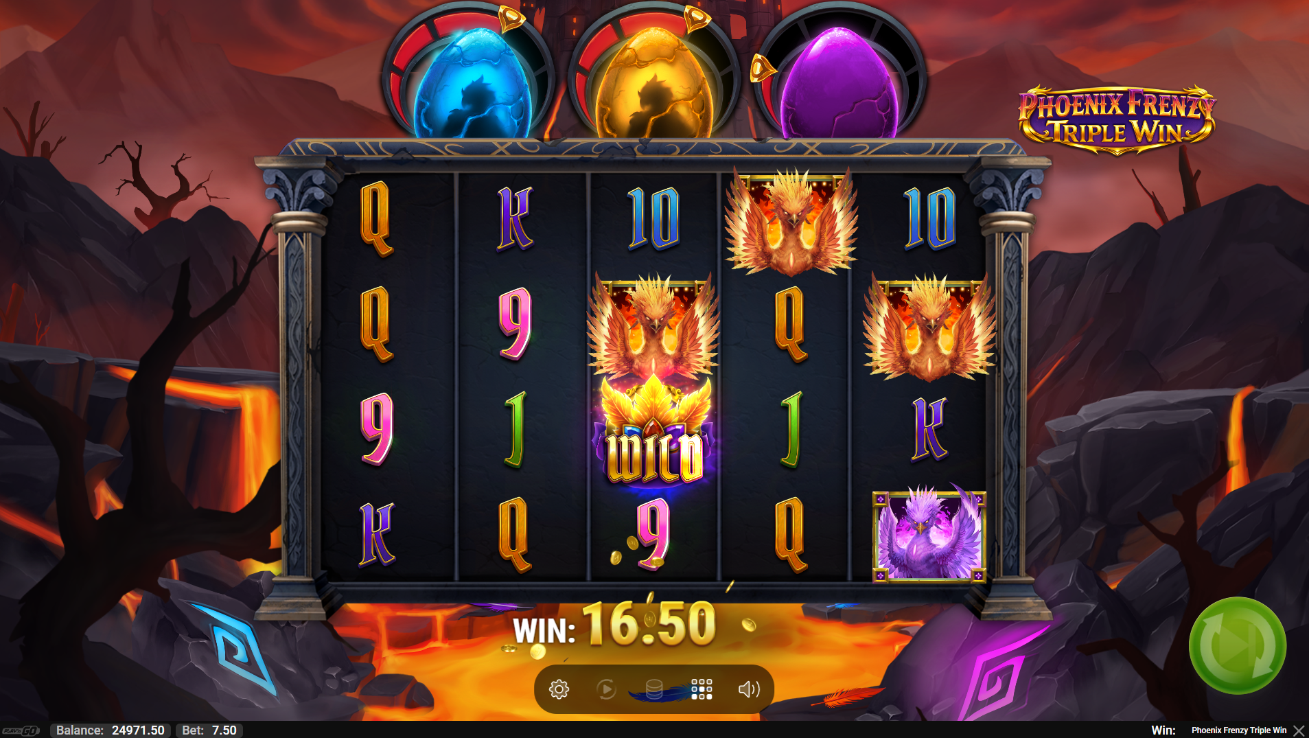 Phoenix Frenzy Triple Win wild symbols including the Golden Phoenix wild