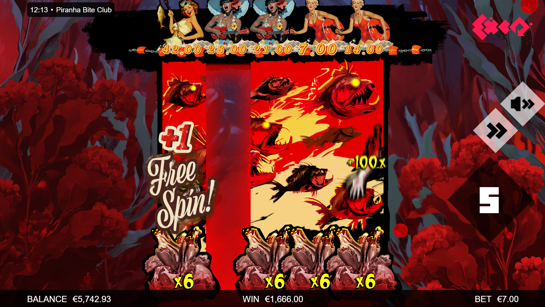Piranha Bite Club slot bonus round screenshot