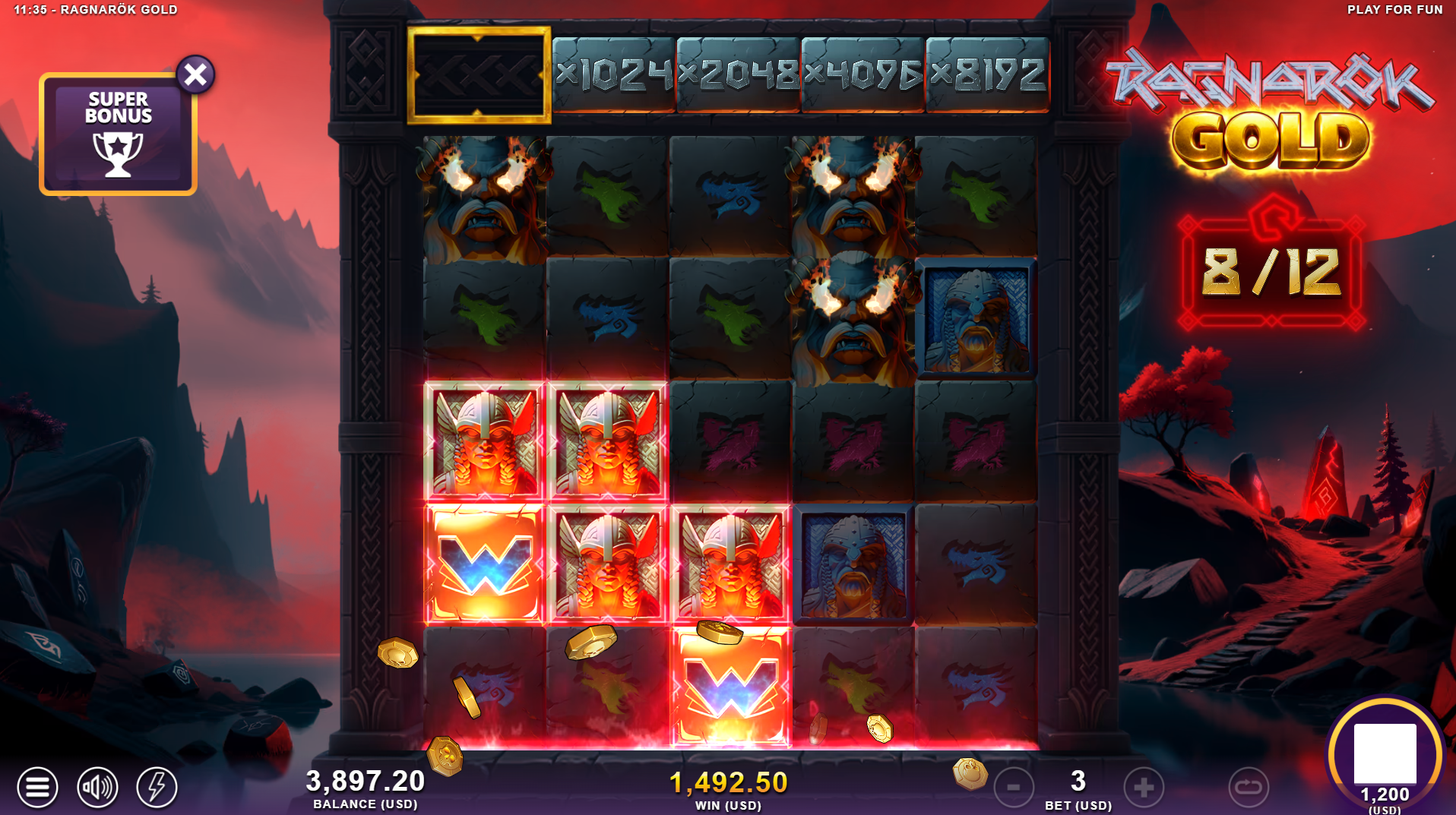 Ragnarok Gold Super Free Spins Bonus round