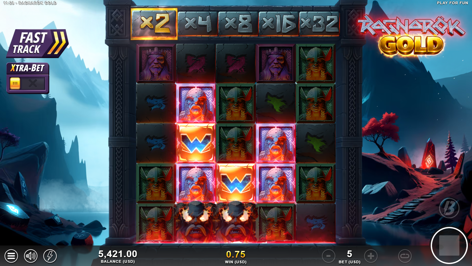 Ragnarok Gold wild symbols on the reels
