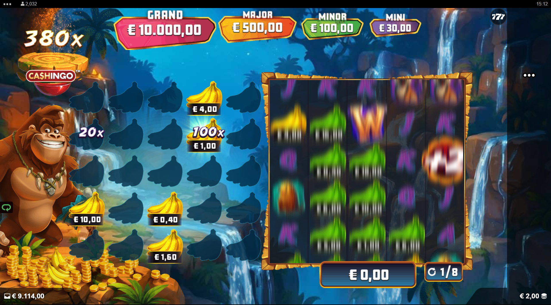 Rumble Kong Cashingo Free Spins feature with CASHINGO multipliers active