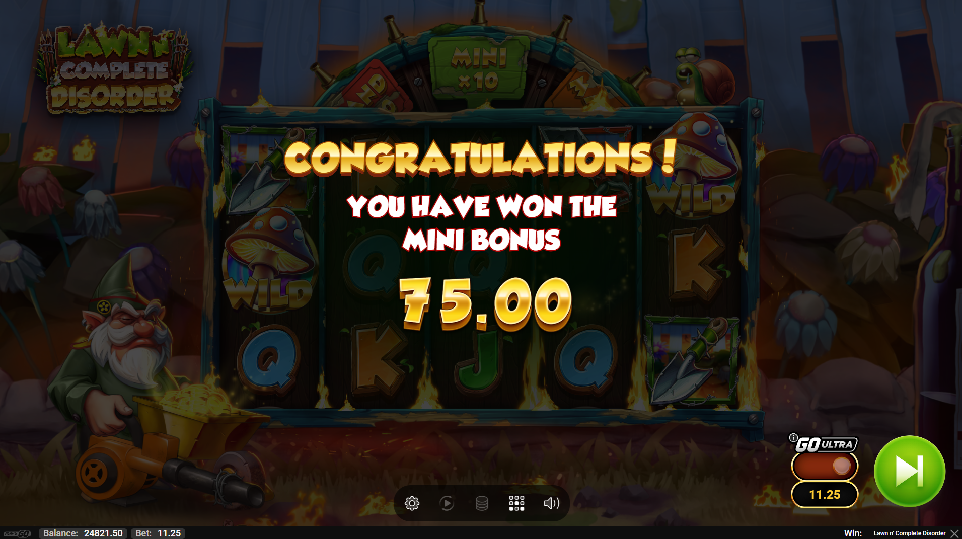 Lawn N' Complete Disorder Mini X10 jackpot coin win